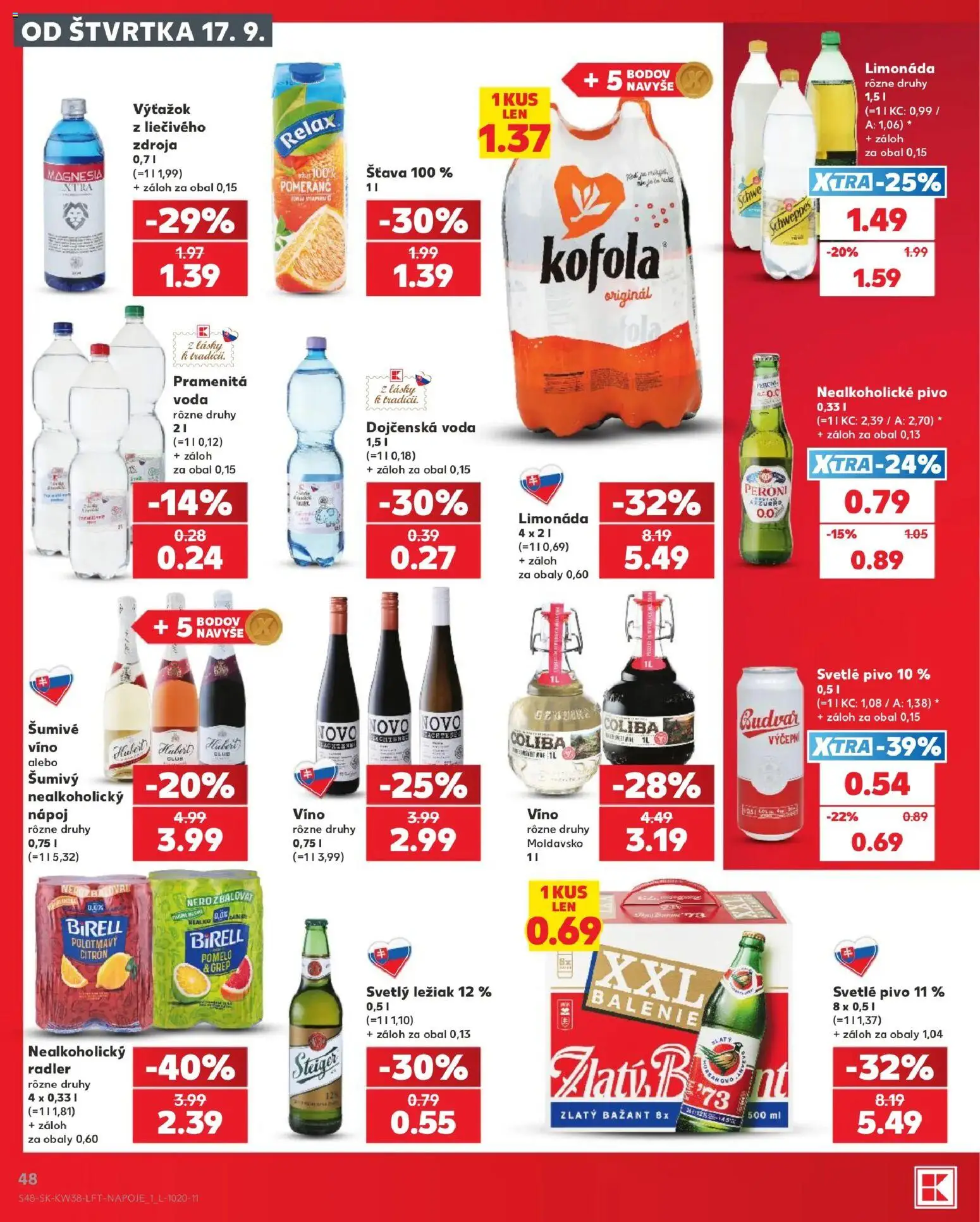 Nové Kaufland akcie – leták je platný od 17.09.2026 | Strana: 48 | Produkty: Pramenitá voda, Grep, Dojčenská voda, Limonáda