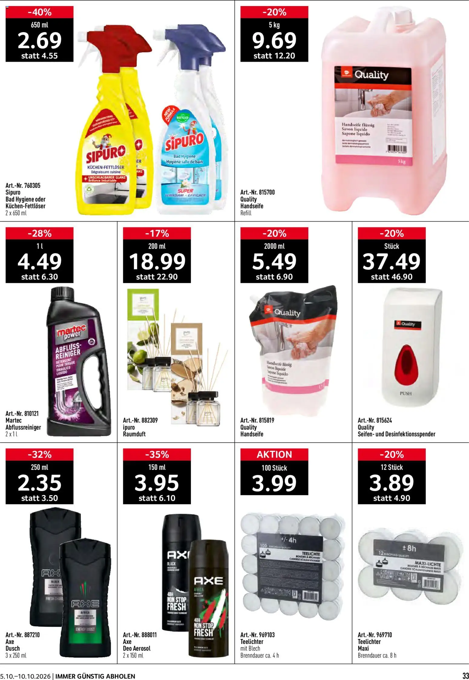 Prodega aktionen – gültig ab 05.10.2026 | Seite: 33 | Produkte: Bad, Caro