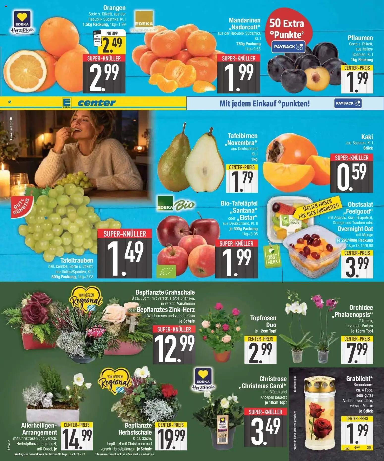 E center Prospekt Unterföhring (ab 19.10.2026) zum Blättern | Seite: 2 | Produkte: Pflaumen, Orchidee, Mandarinen, Kaki