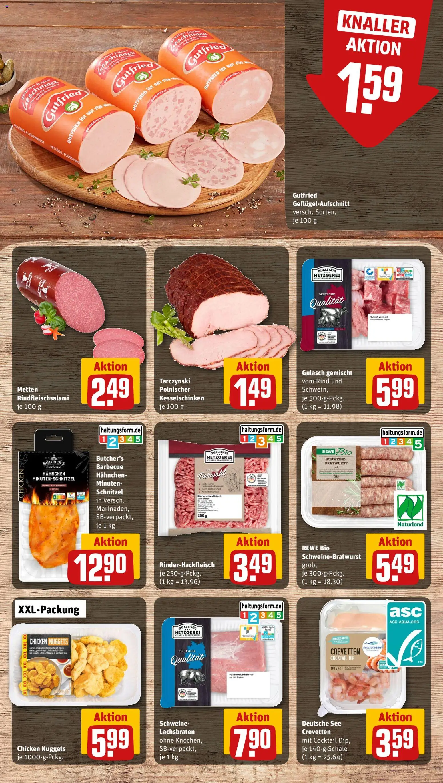 Rewe Prospekt – gültig ab 10.08.2026 | Seite: 6 | Produkte: Hahnchen, Bratwurst, Schnitzel, Gulasch