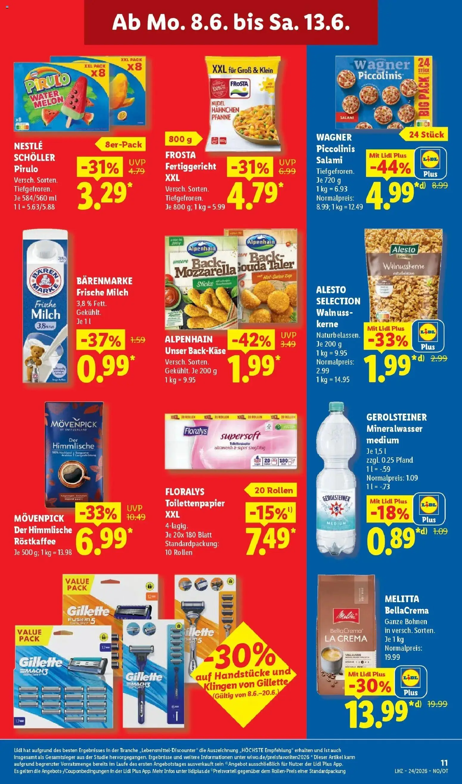 Lidl Prospekt Senftenberg – gültig ab 08.06.2026 | Seite: 19 | Produkte: Melitta, Milch, Gerolsteiner, Toilettenpapier