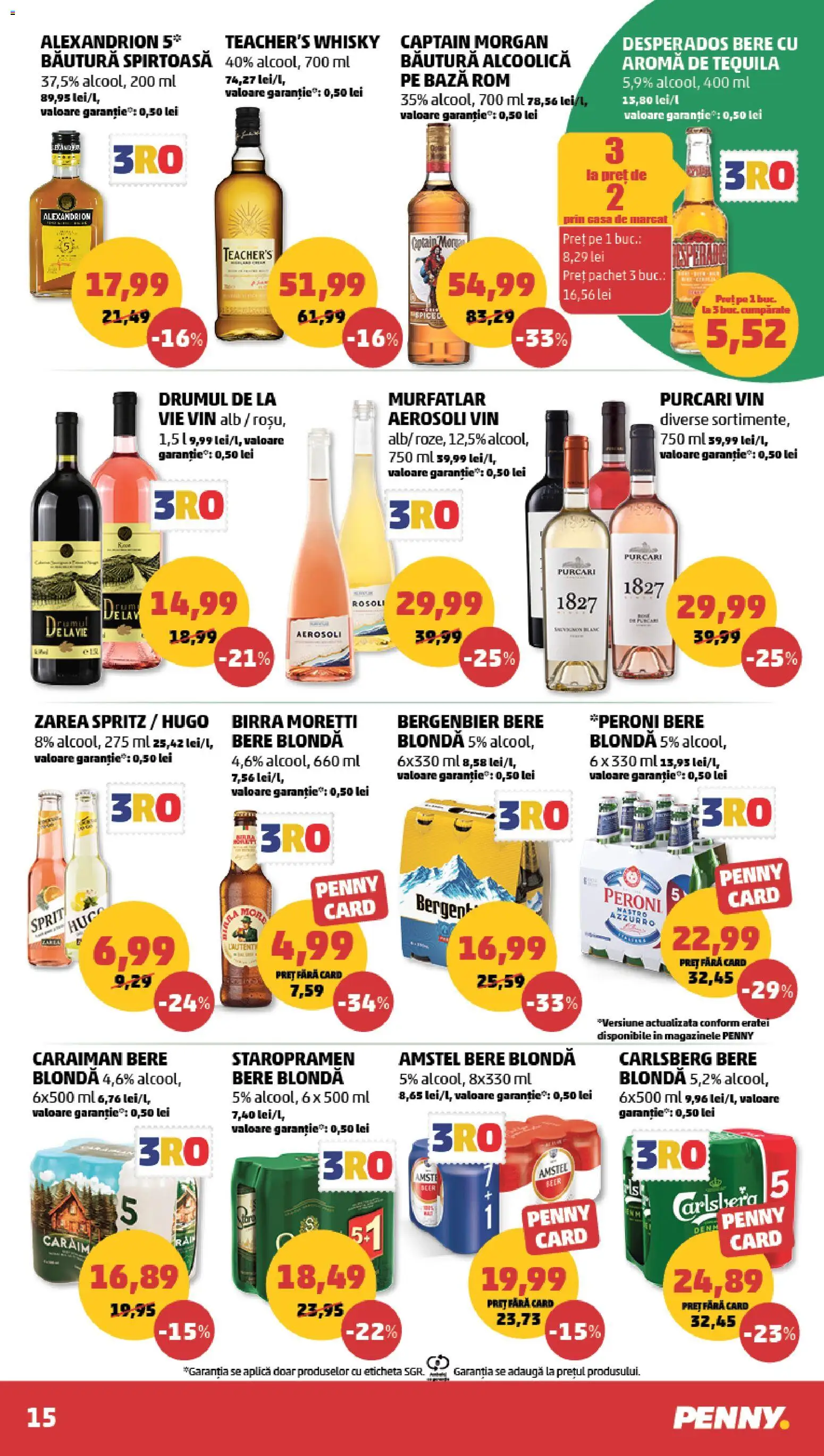 Noul catalog PENNY – valabil de la 29.07.2026 | Pagină: 15 | Produse: Vin, Bere, Rom, Plastik Kulübe