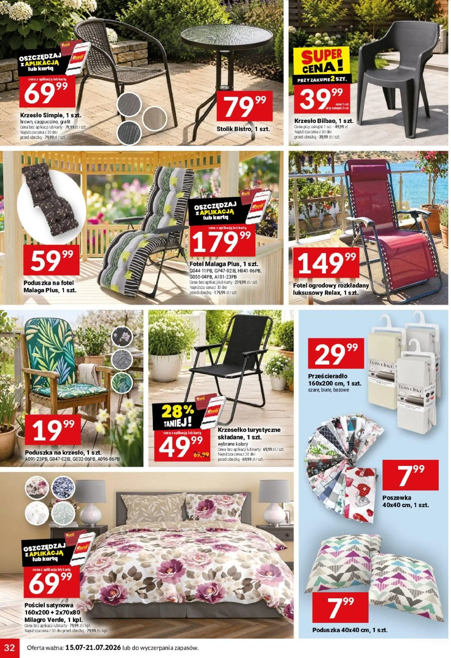 Twój Market gazetka od 15.07.2026 | Strona: 32 | Produkty: Pościel, Karta, Fotel ogrodowy, Krzesło
