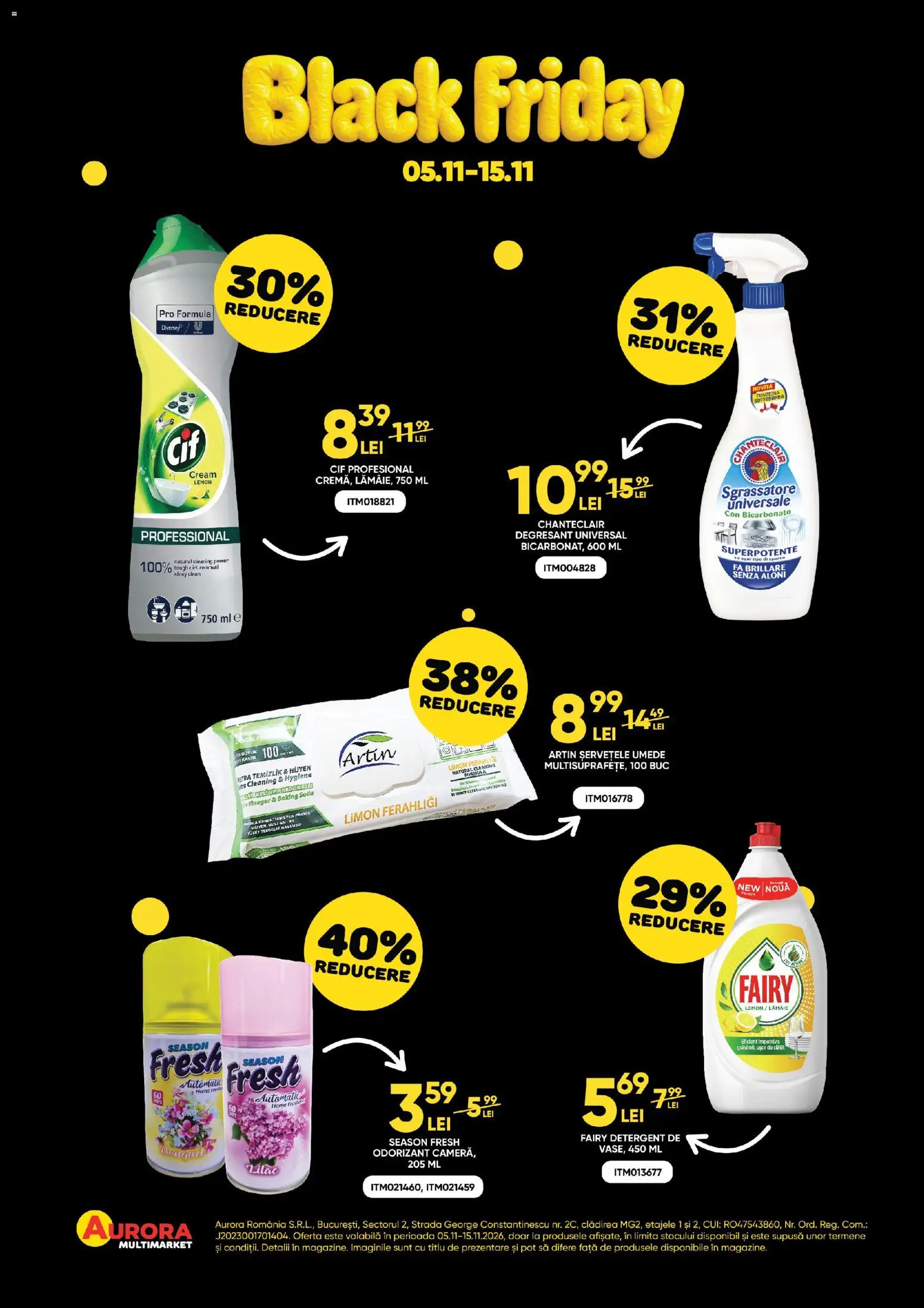 Noul catalog Aurora Multimarket – valabil de la 05.11.2026 | Pagină: 2 | Produse: Clean, Șervețele umede, Power, Black
