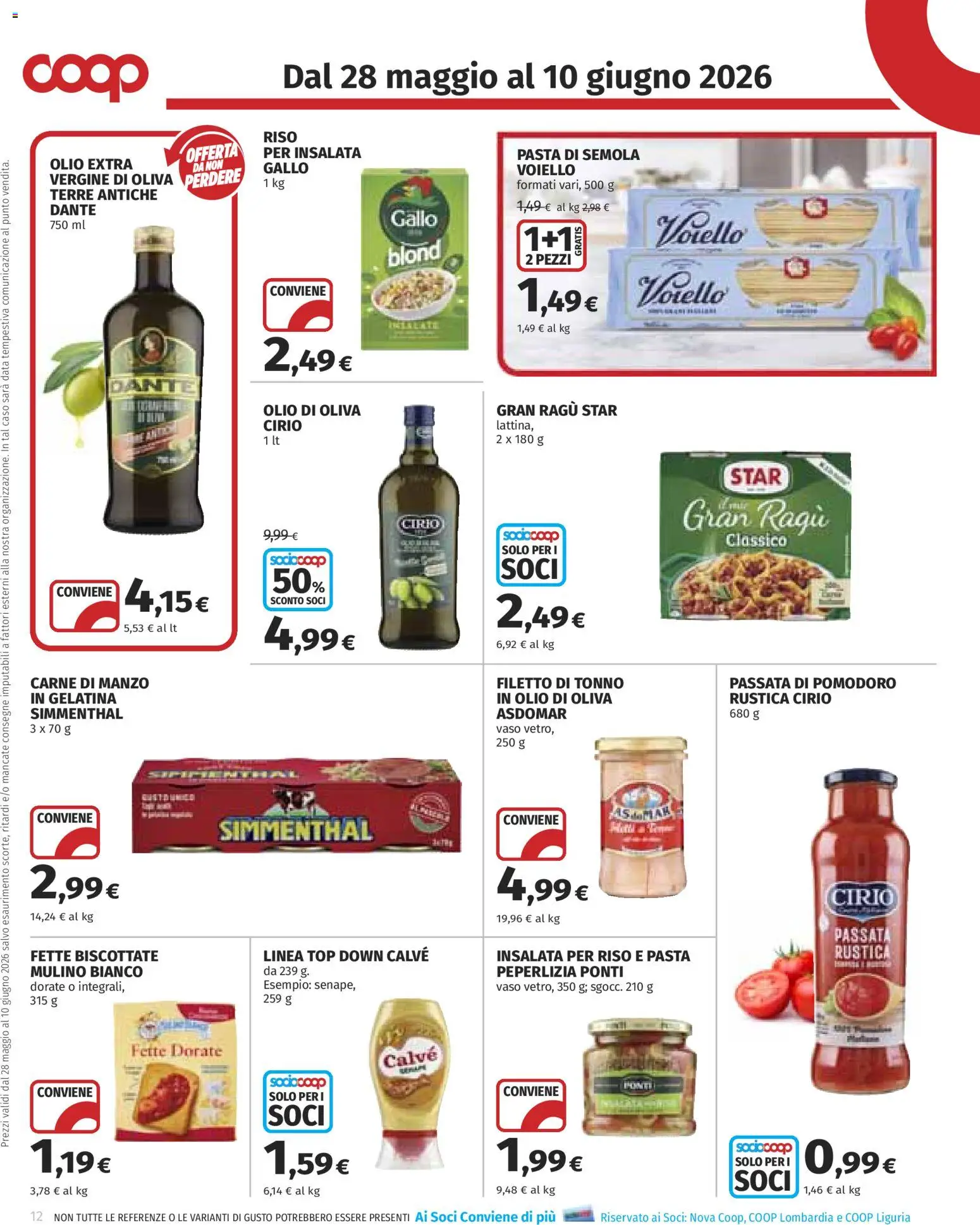 Volantino COOP del 28.05.2026 | Pagina: 12 | Prodotti: Insalata, Pasta, Ragú, Vaso