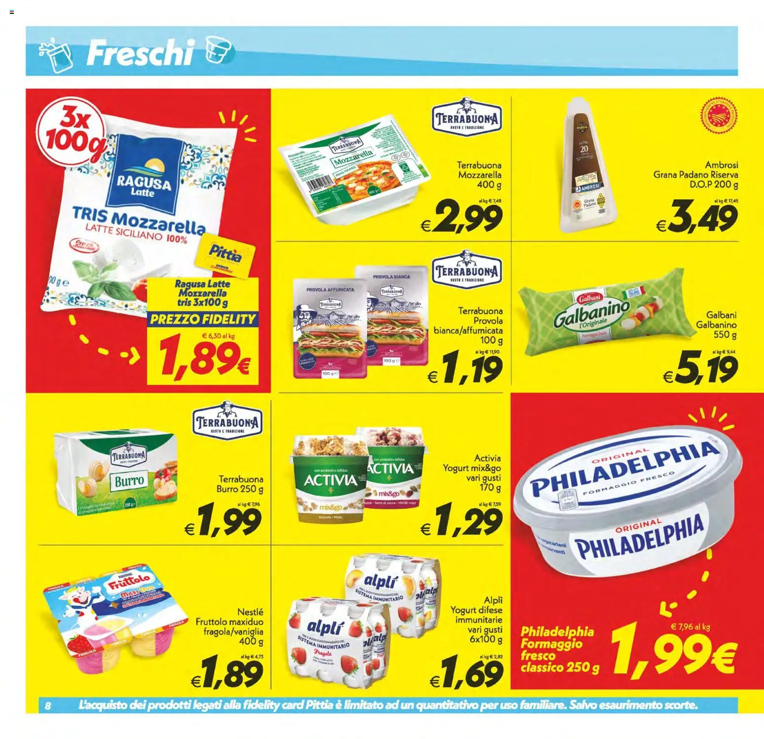 Volantino SuperConveniente del 23/10/2026 | Pagina: 8 | Prodotti: Mozzarella, Latte, Burro 250 g, Grana Padano