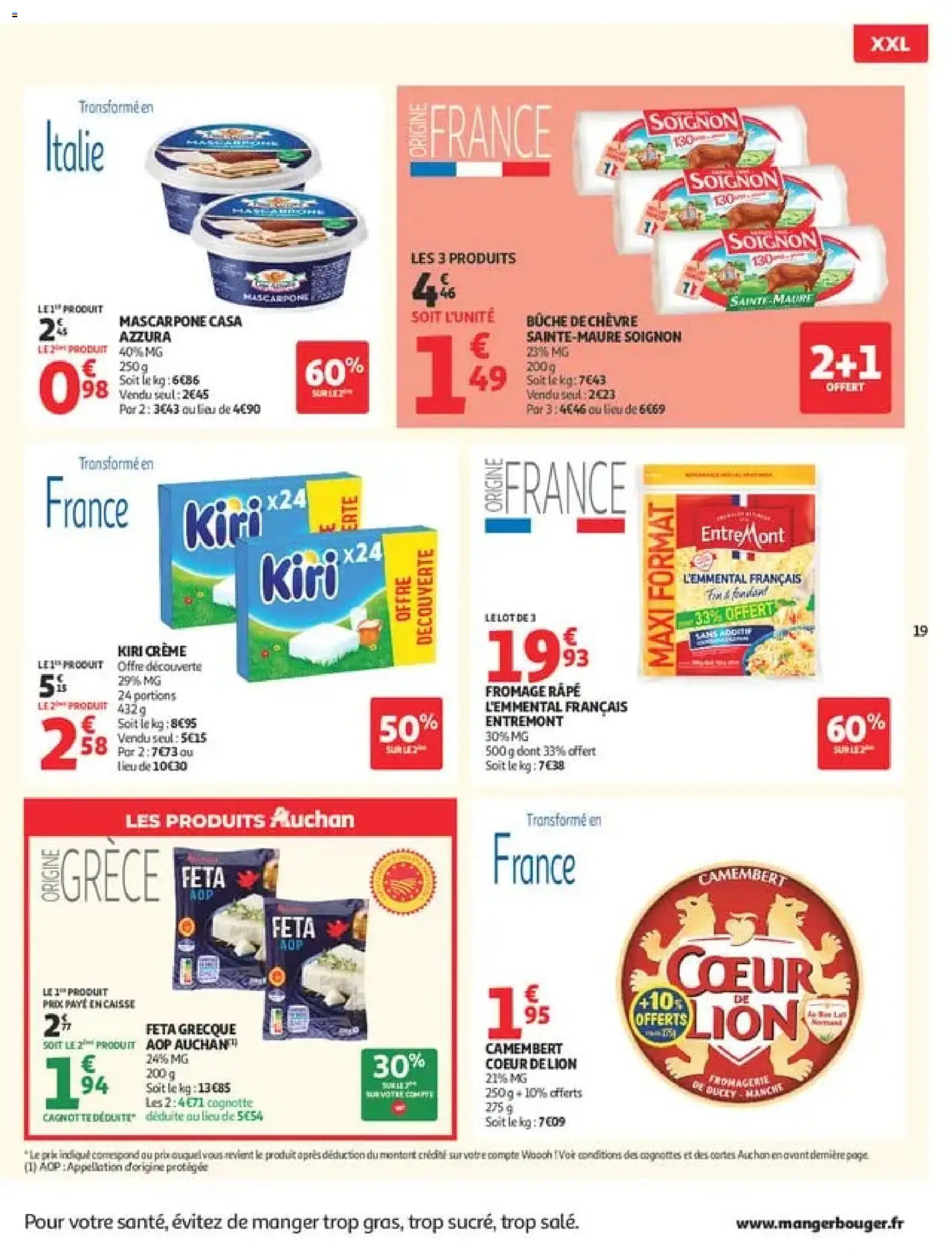 {H1} | Page: 19 | Produits: Kiri, Râpe, Cœur de Lion, Crème