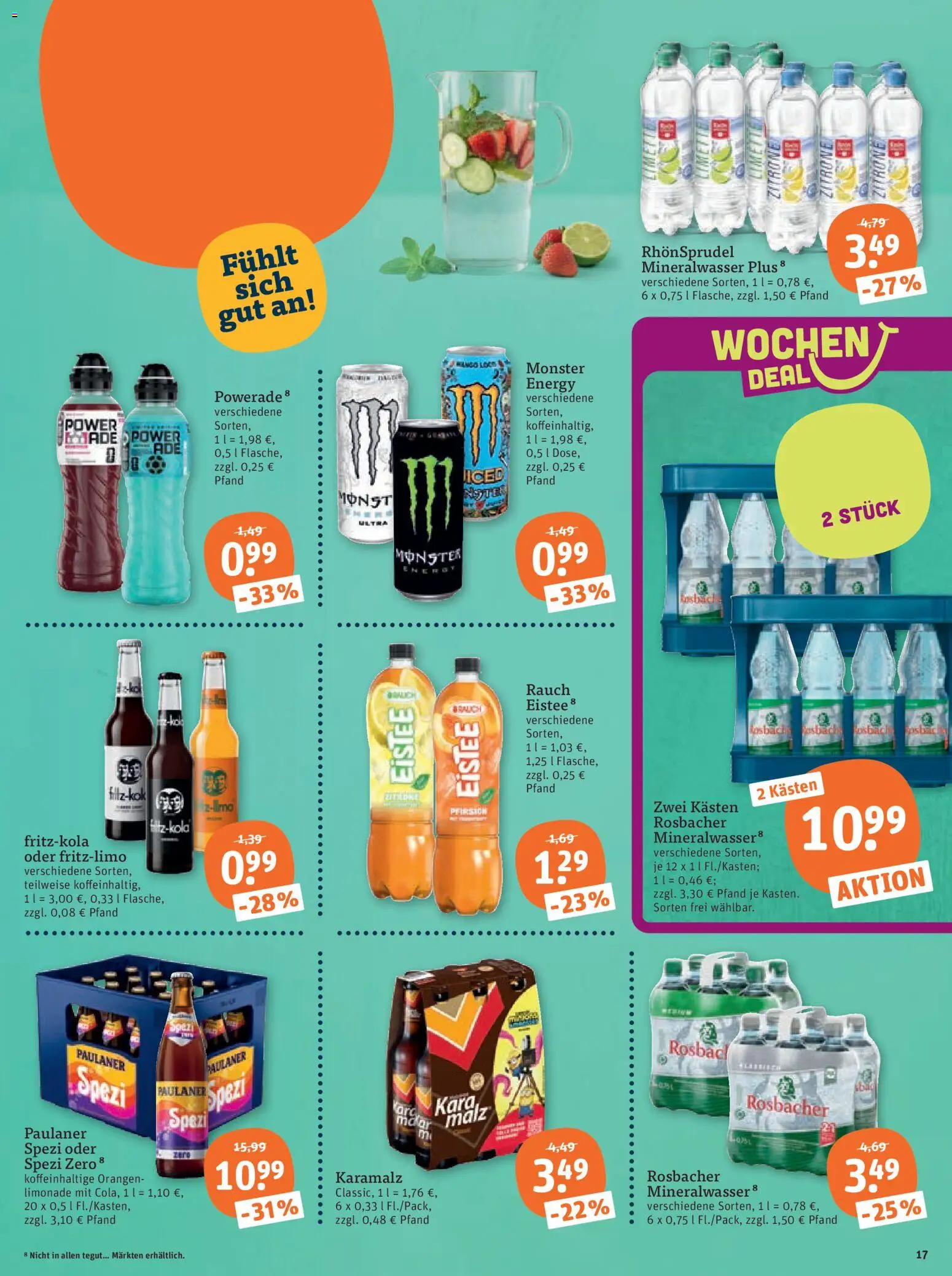 Tegut Prospekt – gültig ab 06.07.2026 | Seite: 19 | Produkte: Mineralwasser, Pfirsich, Rhonsprudel, Paulaner