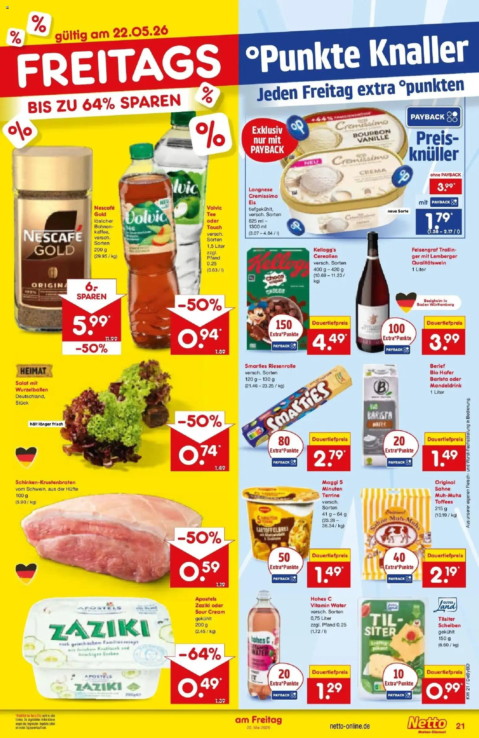 Netto Marken-Discount Prospekt Buttenwiesen	 – gültig ab 17.05.2026 | Seite: 23 | Produkte: Kellogg's, Hohes c, Sahne, Fleisch