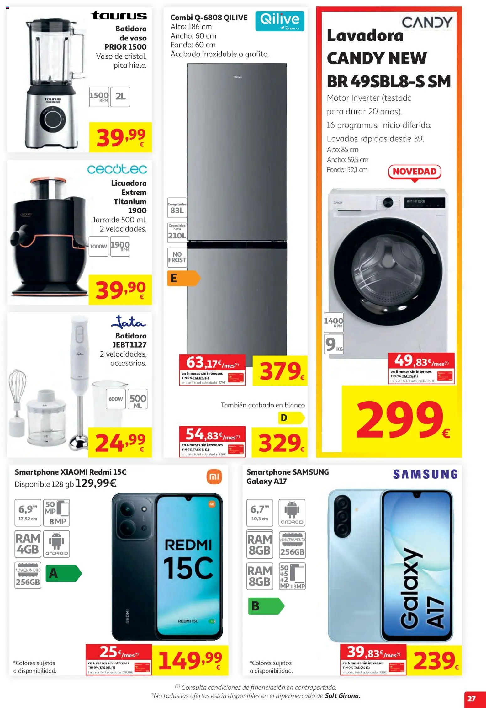 Alcampo Unico Nacional │ válido desde el 19.05.2026 | Página: 27 | Productos: Smartphone, Congelador, Lavadora, Batidora