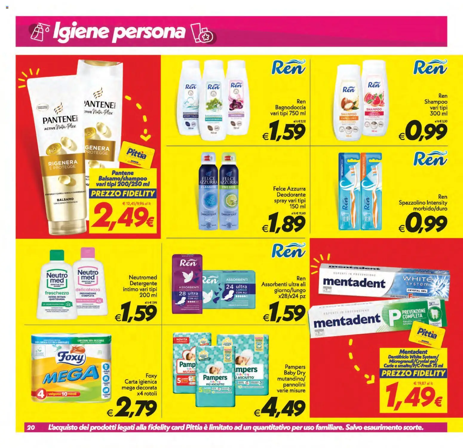 Volantino SuperConveniente del 11/09/2026 | Pagina: 20 | Prodotti: Shampoo, Balsamo, Deodorante, Assorbenti