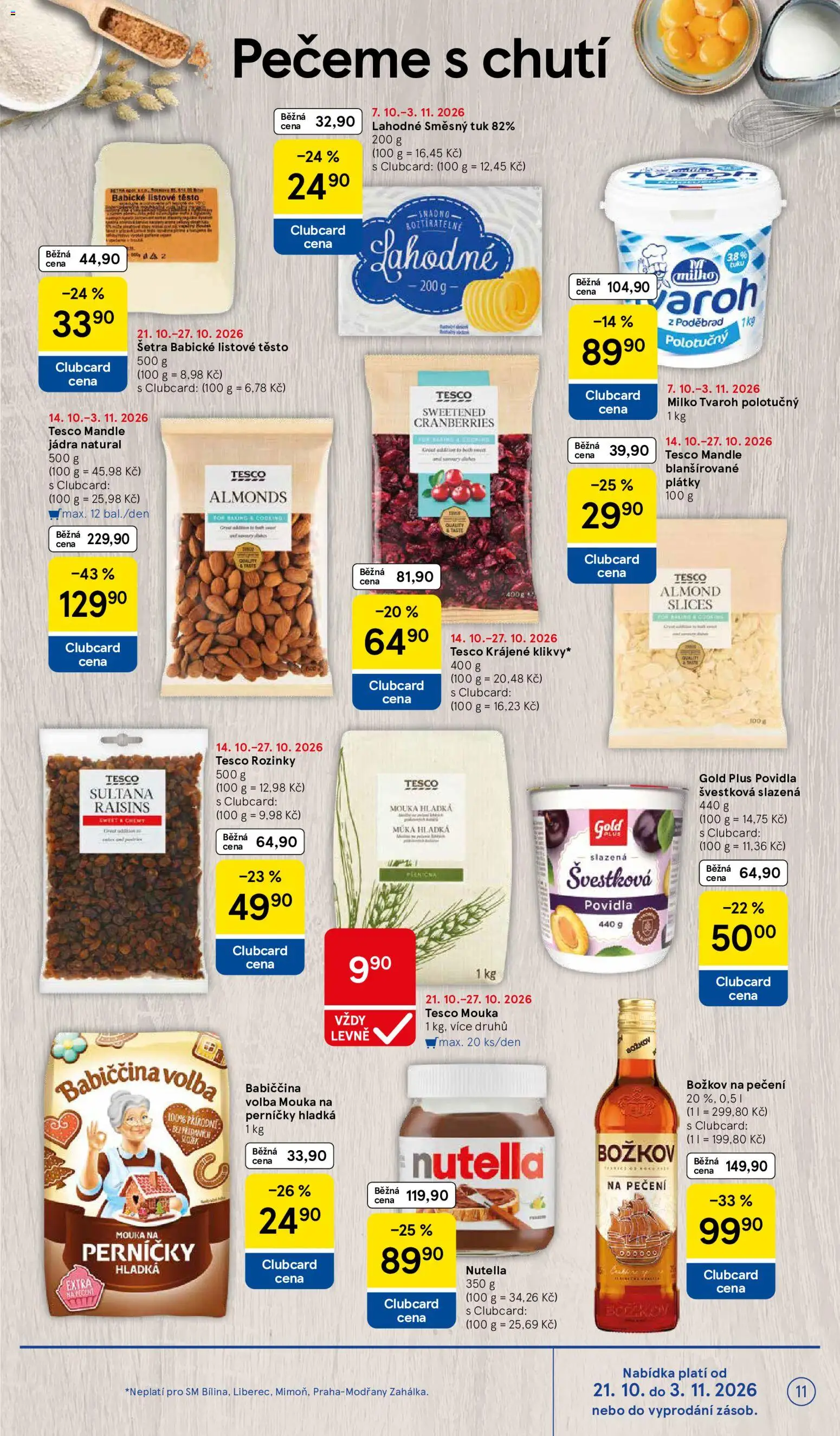 Tesco leták - Supermarket od 21.10.2026 | Strana: 11 | Produkty: Povidla, Listové těsto, Perníčky, Nutella