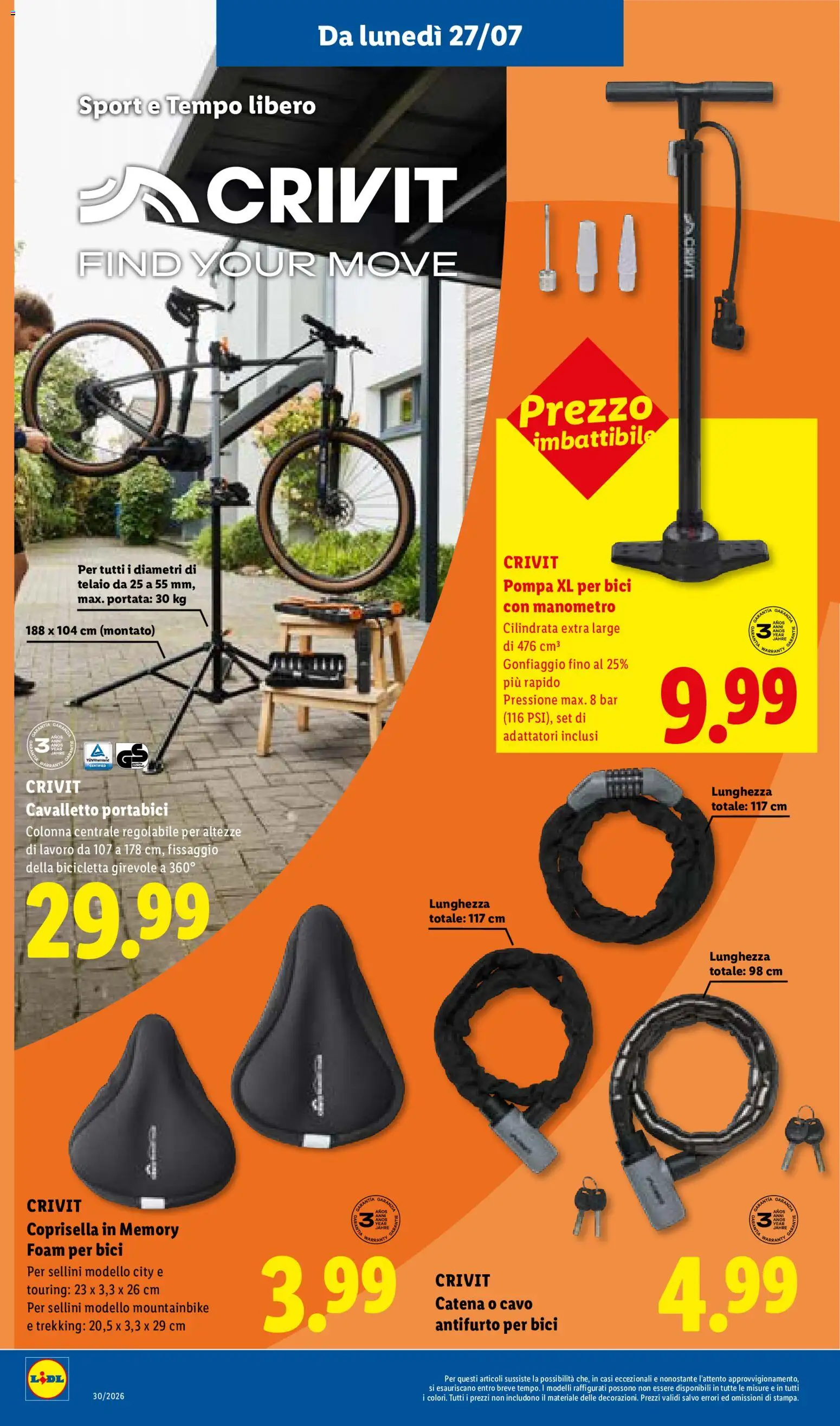 Volantino Lidl del 23/07/2026 | Pagina: 40 | Prodotti: Bicicletta, Cavo, Manometro
