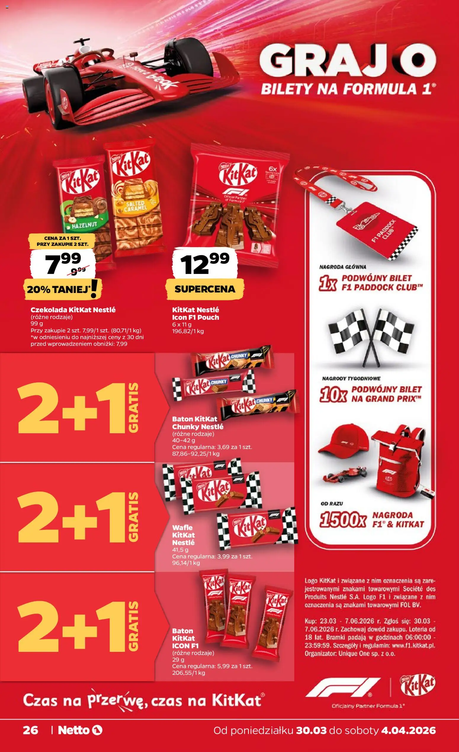 Netto gazetka od poniedziałku spożywcza od 30.03.2026 | Strona: 26 | Produkty: Wafle, Baton, Czekolada