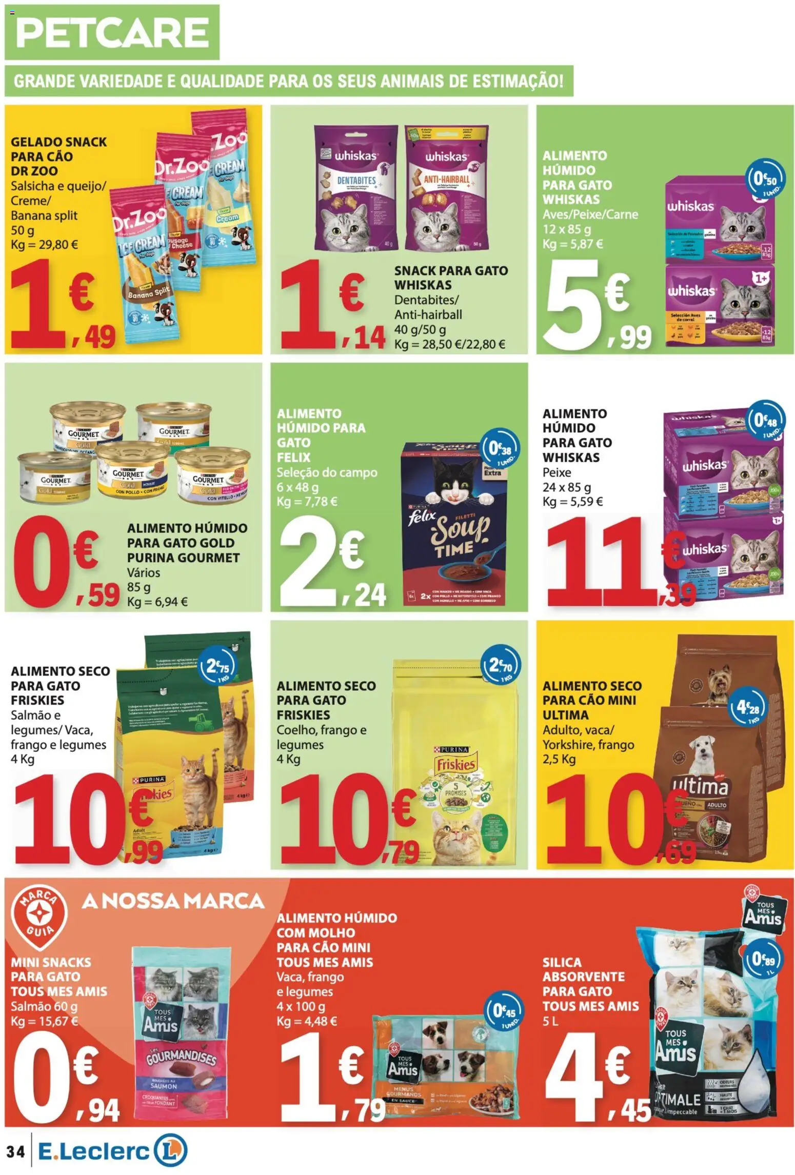 E.Leclerc folheto │ válido de 16/07/2026 | Página: 34 | Produtos: Banana, Salmão, Salsicha, Peixe