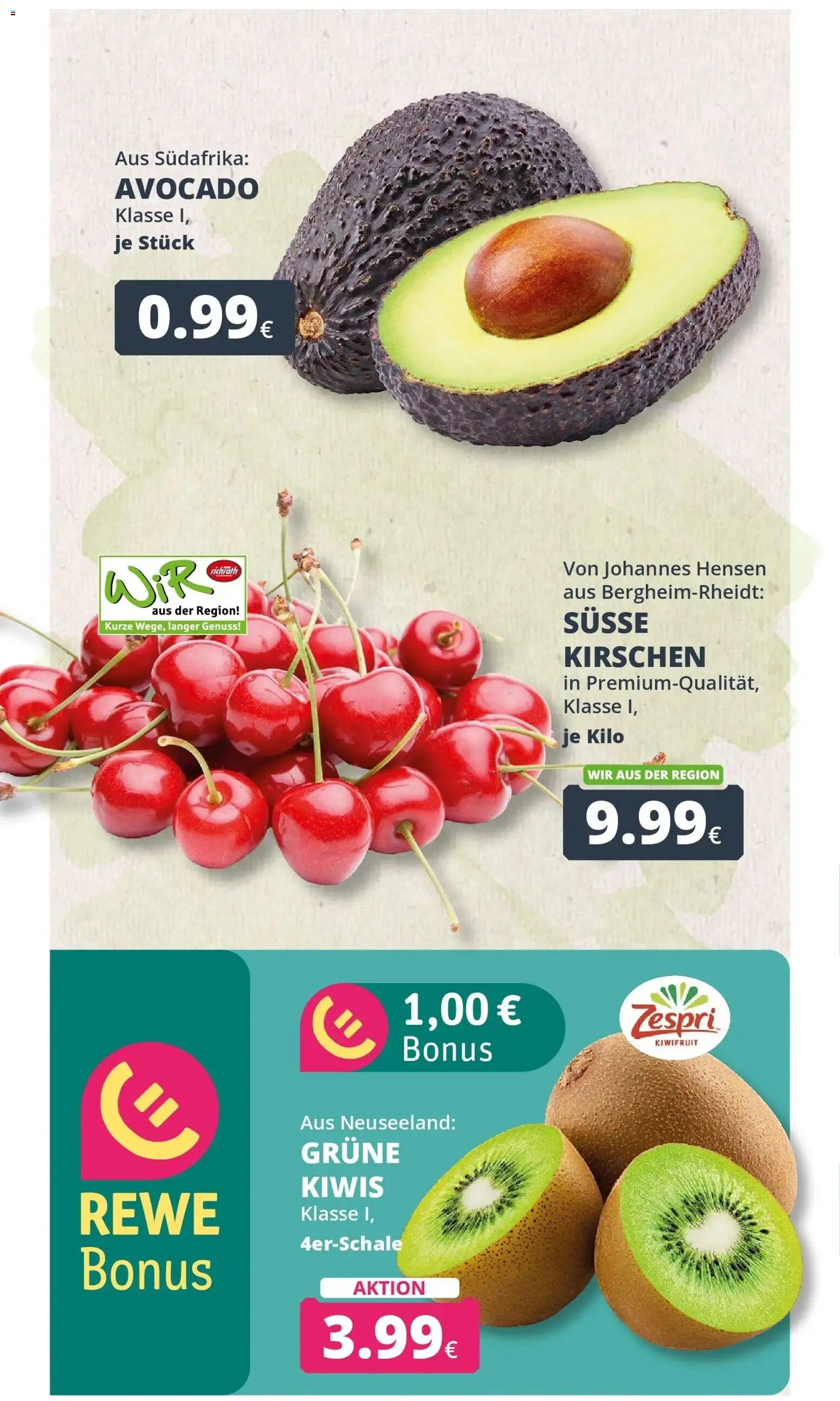 Rewe Prospekt Bergheim – gültig ab 06.07.2026 | Seite: 2 | Produkte: Kirschen, Avocado