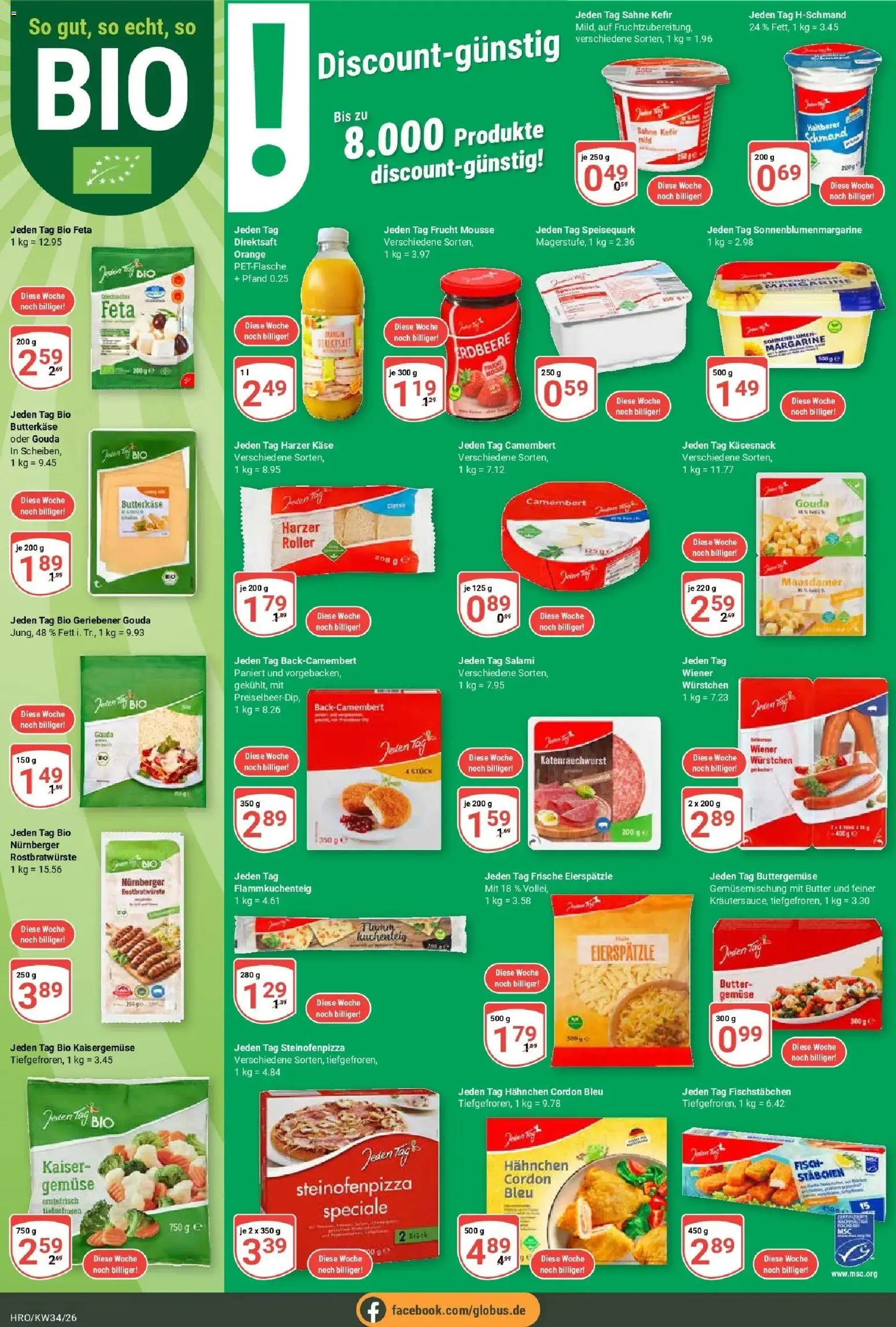 Globus Prospekt Rostock (ab 17.08.2026) » Angebote online | Seite: 9 | Produkte: Feta, Fisch, Salami, Speisequark
