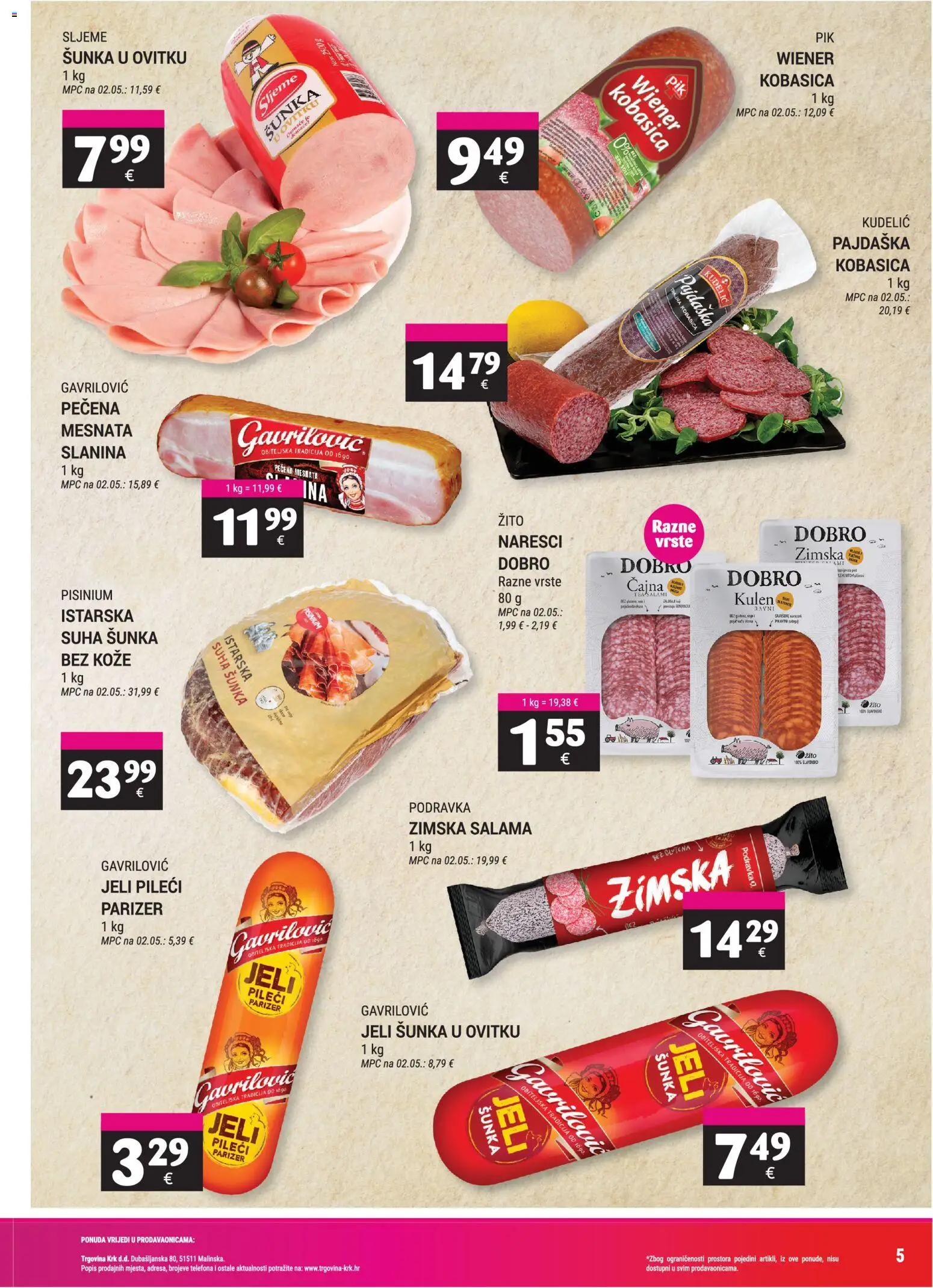 Trgovina Krk katalog | vrijedi od 01.09.2026 | Stranica: 5 | Proizvodi: Salama, Šunka, Podravka, Parizer
