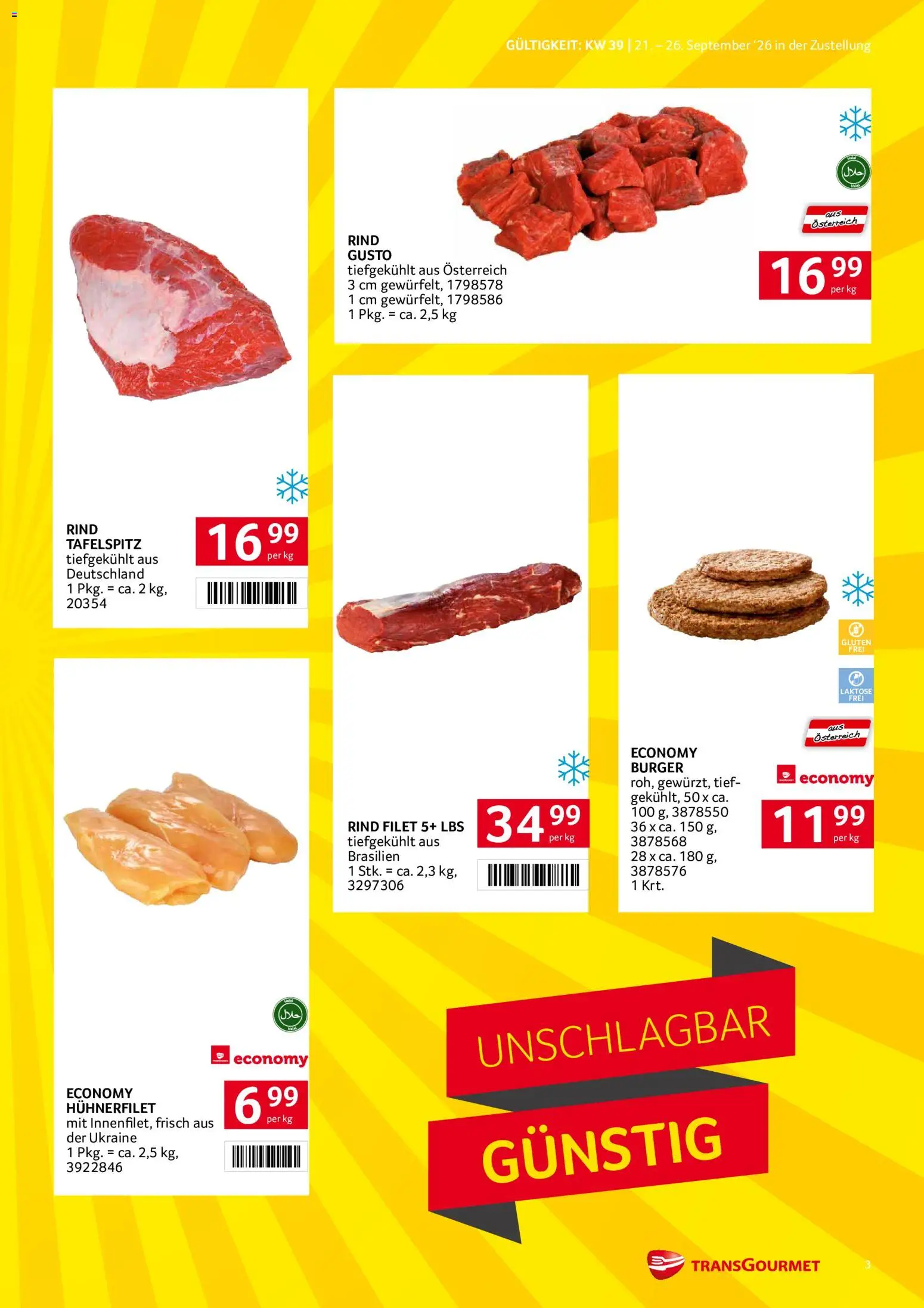 Transgourmet Zustellaktion gültig ab 20.09.2026 | Seite: 3 | Produkte: Burger