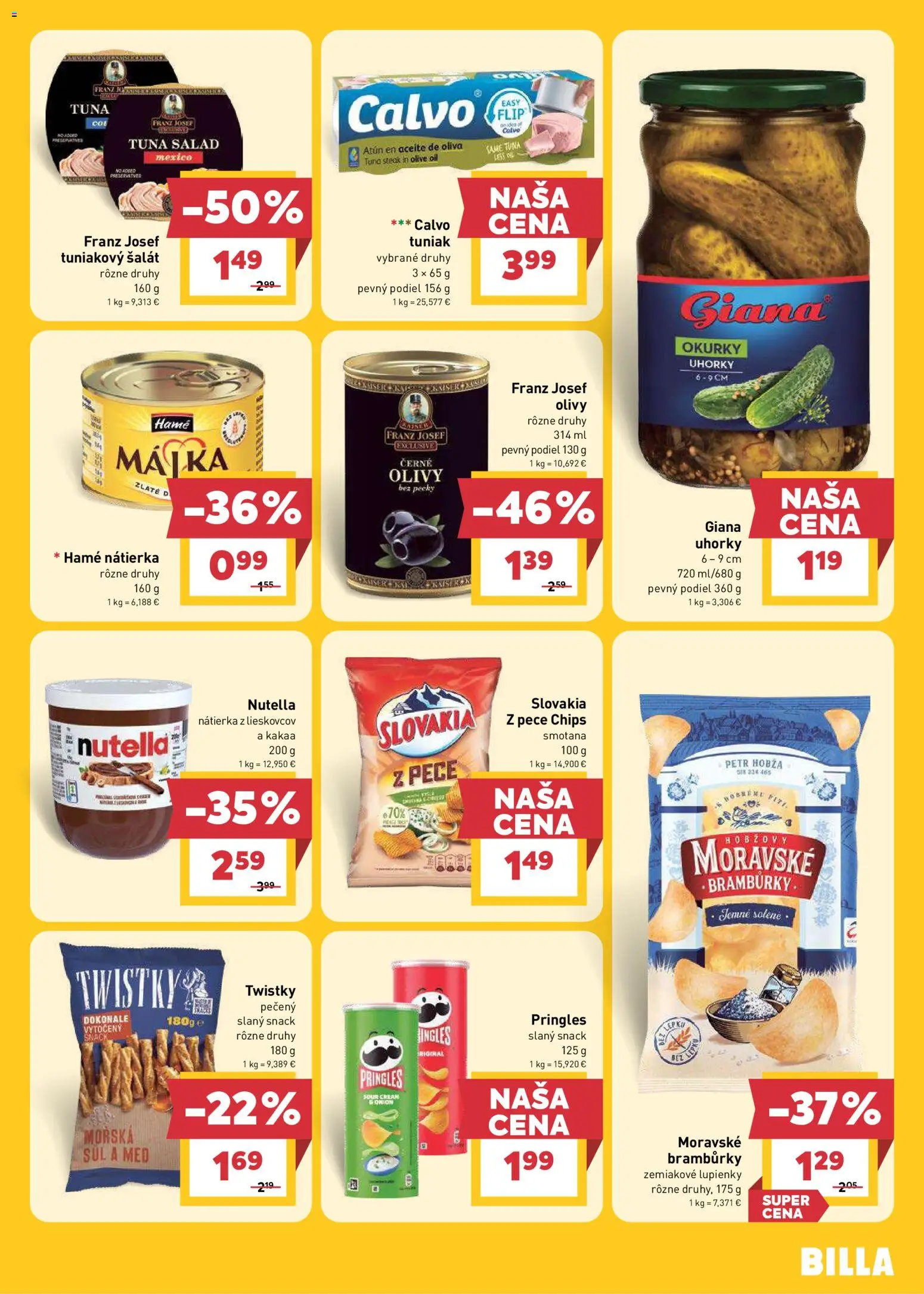 Nové Billa akcie – leták je platný od 26.08.2026 | Strana: 17 | Produkty: Tuniak, Pringles, Slaný snack, Šalát