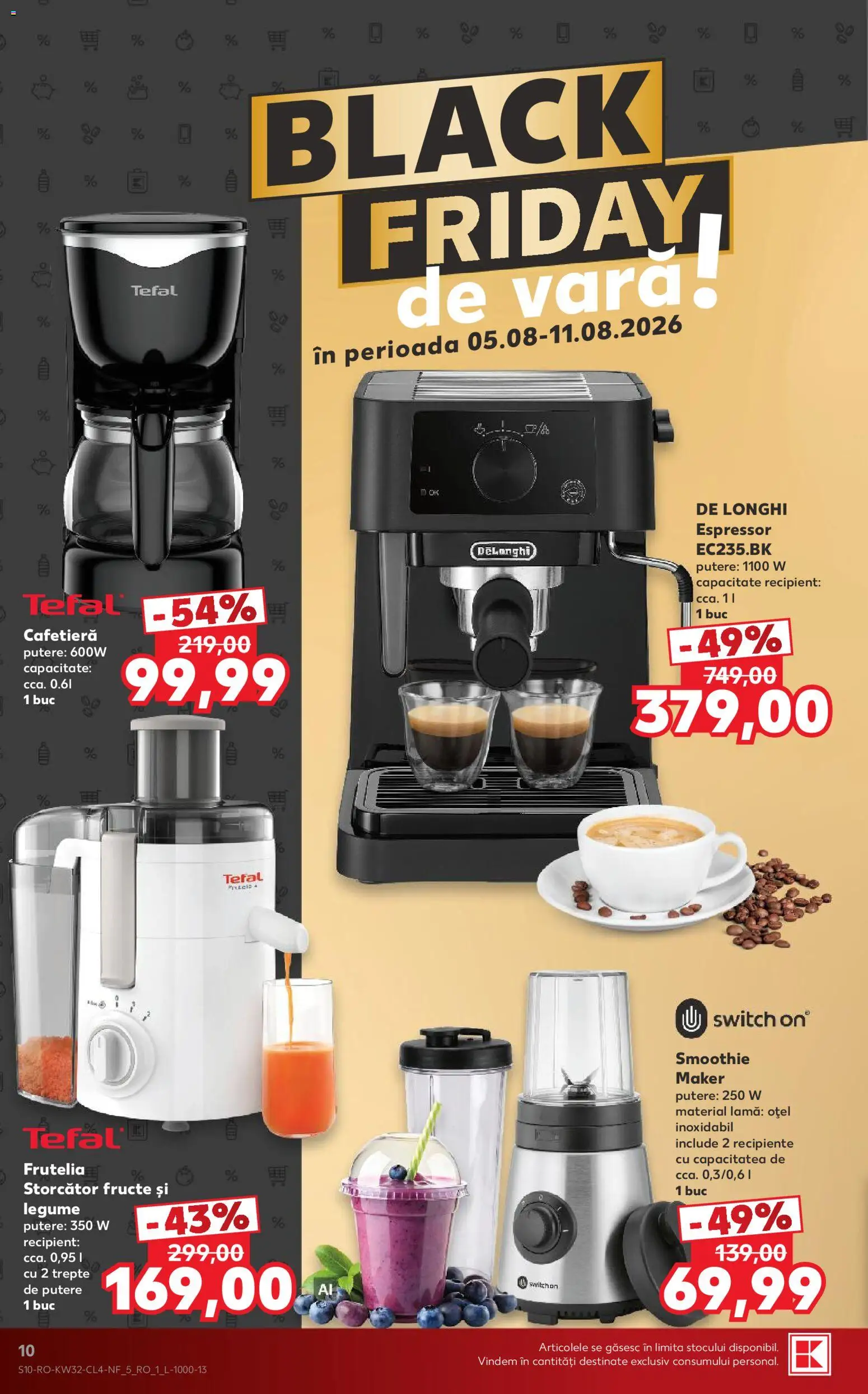 Noul catalog Kaufland – valabil de la 05.08.2026 | Pagină: 10 | Produse: Espressor, Cafetieră, Recipiente, Smoothie