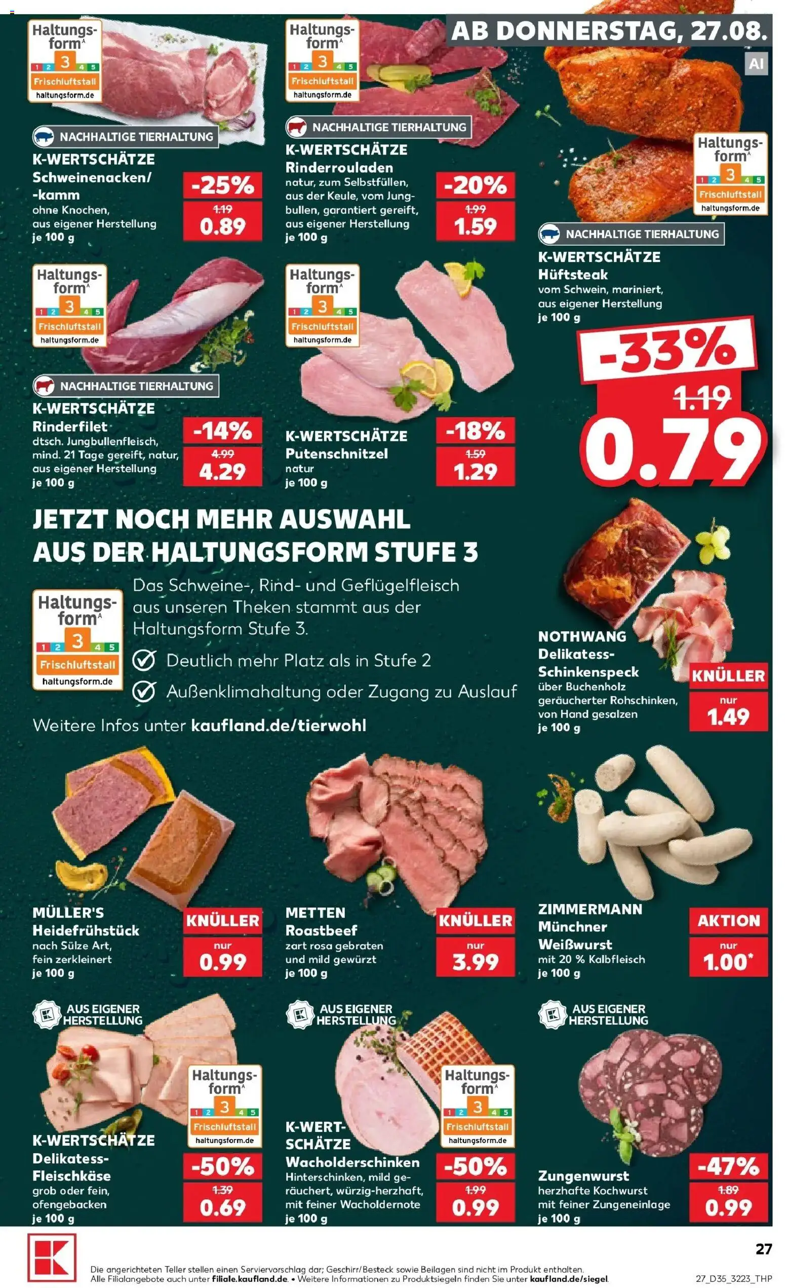 Prospekt Kaufland ab 24.08.2026 » Angebote Online zum Blättern | Seite: 38 | Produkte: Beilagen, Rinderrouladen, Weißwurst, Putenschnitzel