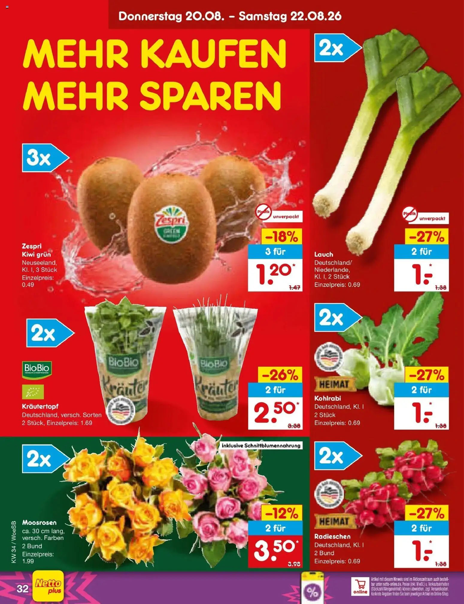 Netto Marken-Discount Prospekt Gemmingen – gültig ab 17.08.2026 | Seite: 50 | Produkte: Kohlrabi, Kiwi, Lauch