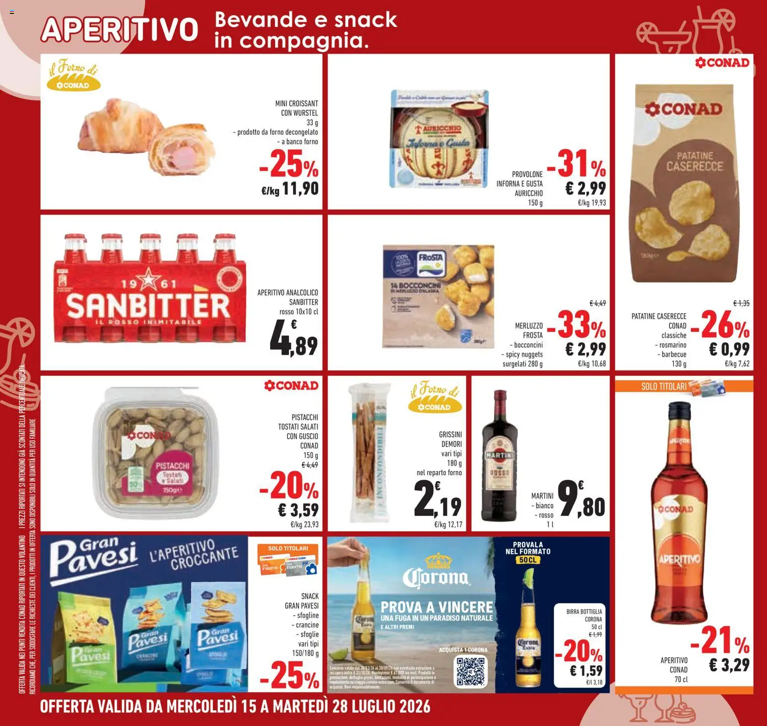 Volantino Conad del 15/07/2026 | Pagina: 36 | Prodotti: Provolone, Wurstel, Grissini, Forno