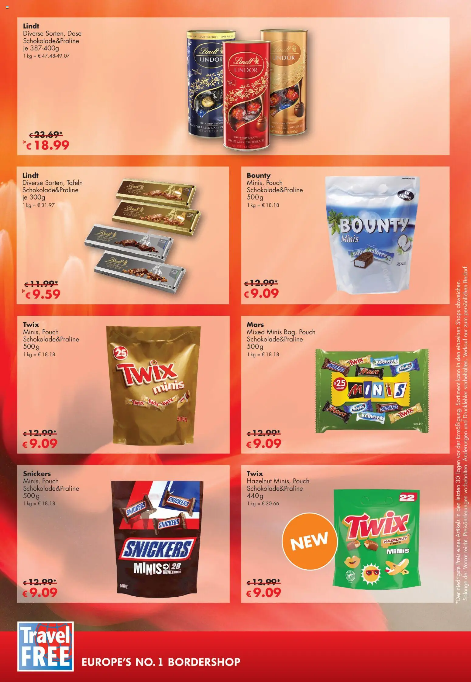 Travel Free Angebote – gültig ab 01.06.2026 | Seite: 2 | Produkte: Snickers, Mars, Twix, Lindt