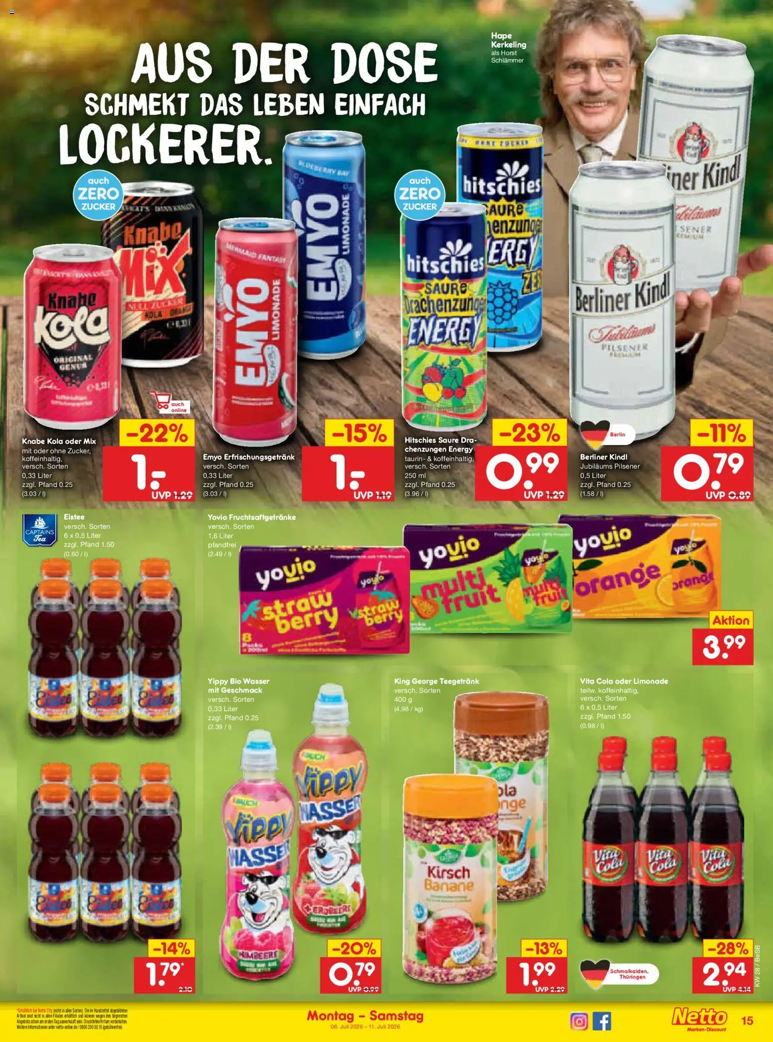 Netto Marken-Discount Prospekt – gültig ab 06.07.2026 | Seite: 21 | Produkte: Berliner, Cola, Vita cola, Himbeere