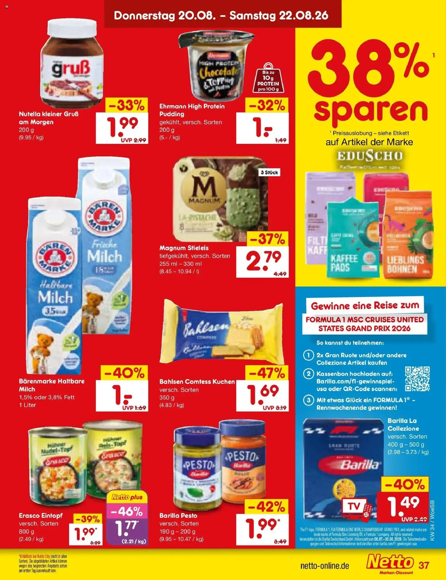 Netto Marken-Discount Prospekt Gemmingen – gültig ab 17.08.2026 | Seite: 57 | Produkte: Barilla, Barilla pesto, Pudding, Erasco