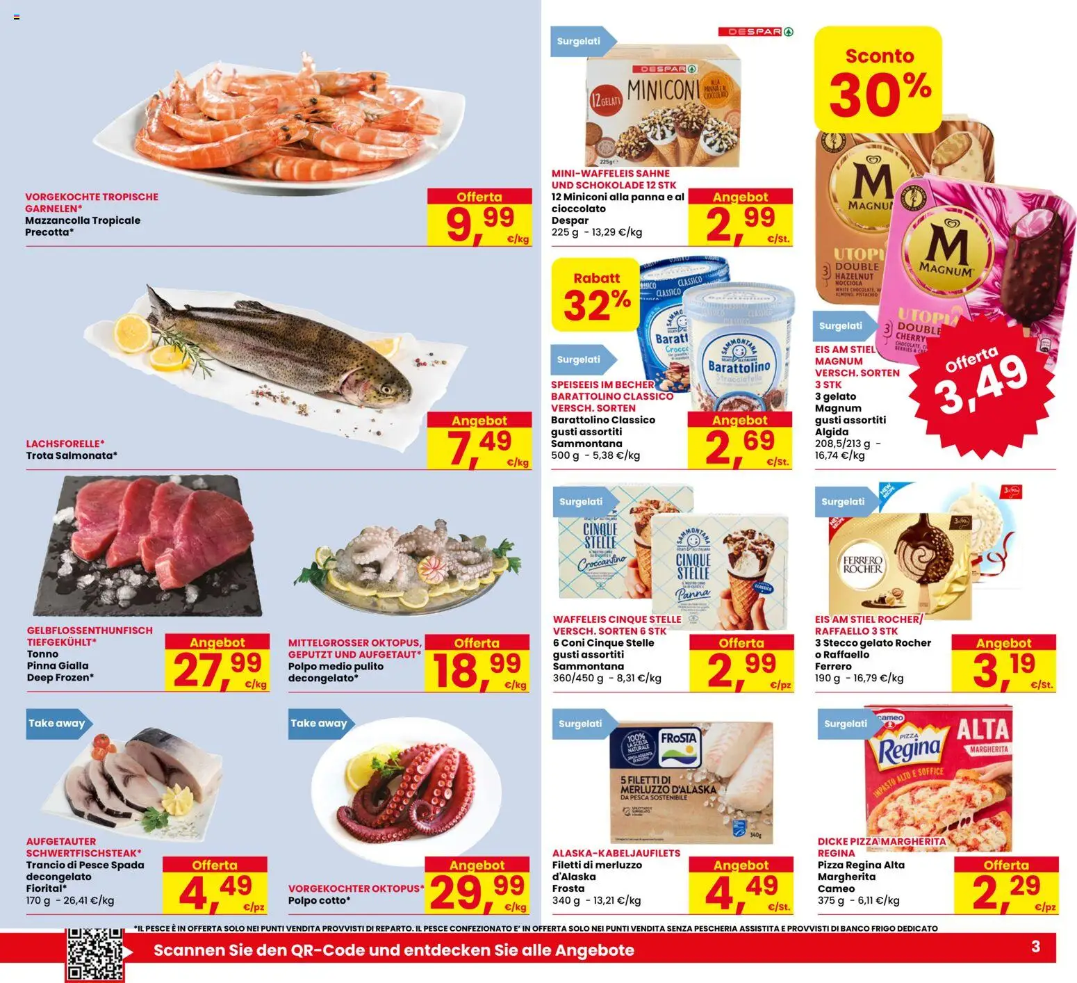 Volantino Eurospar del 06/08/2026 | Pagina: 3 | Prodotti: Merluzzo, Panna, Magnum, Impasto