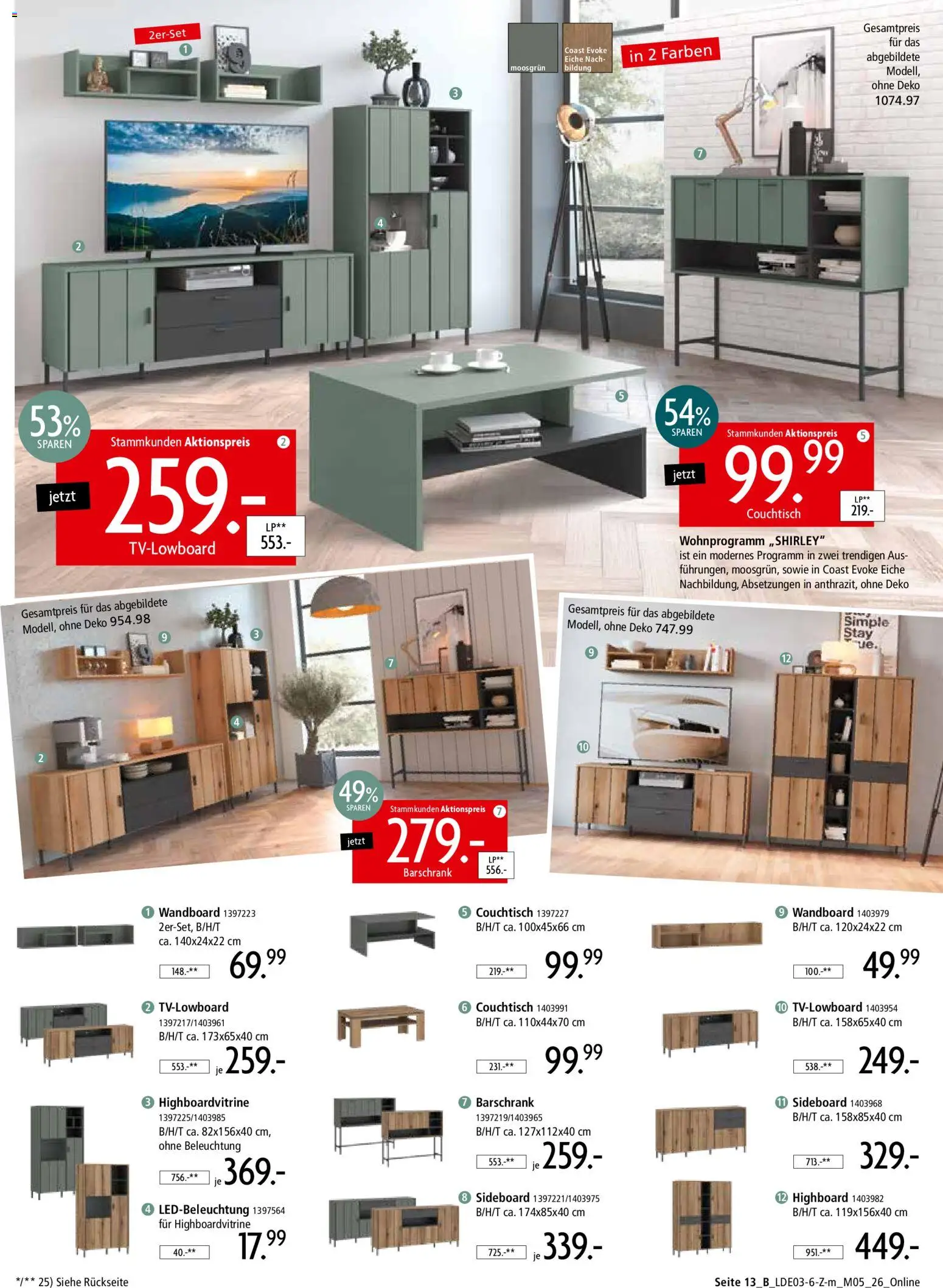 Zurbrüggen Prospekt 	 – gültig ab 28.03.2026 | Seite: 17 | Produkte: Sideboard, HIghboard, Wandboard, Couchtisch