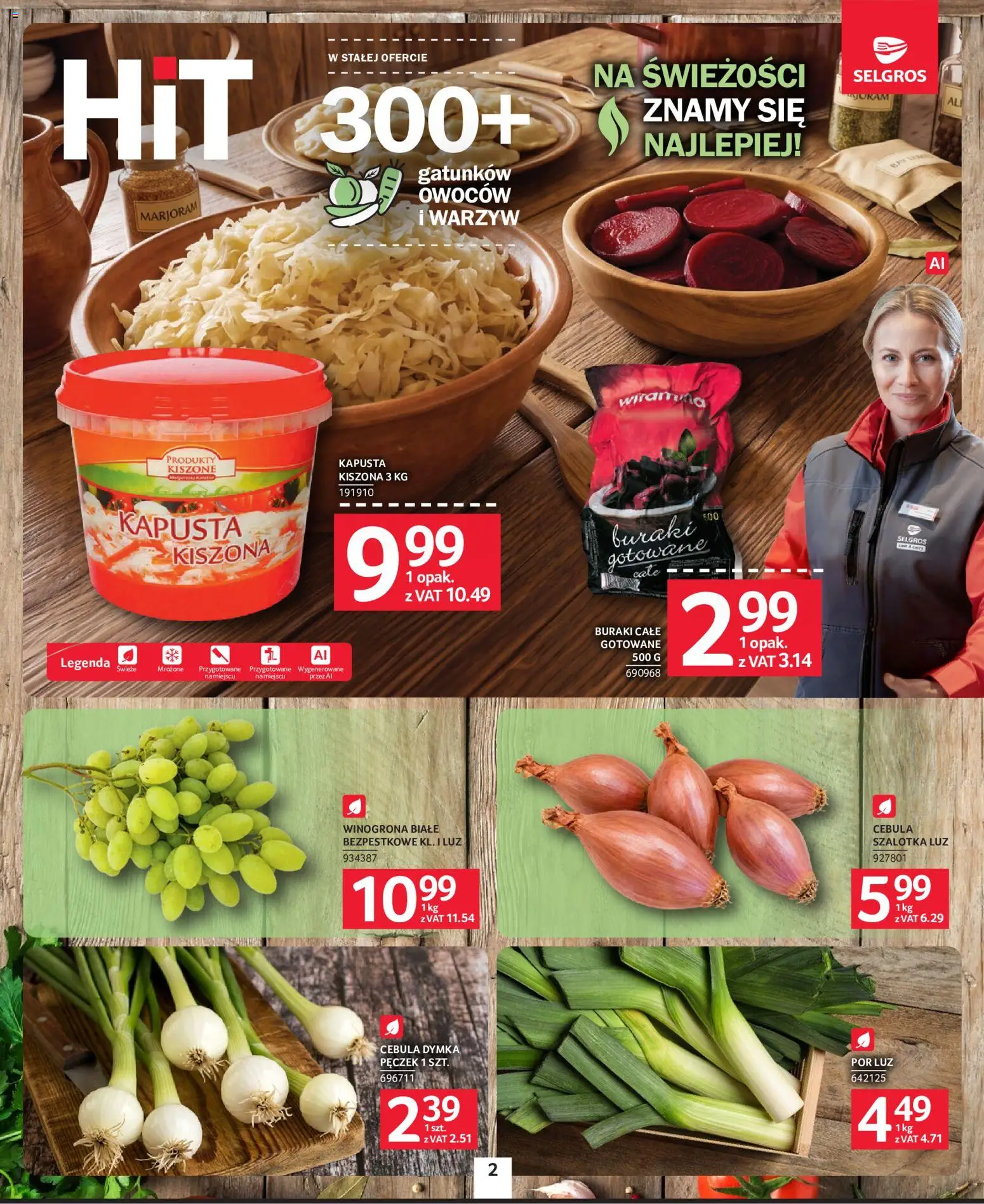 Selgros cash&carry gazetka od 22.10.2026 | Strona: 2 | Produkty: Cebula dymka, Winogrona, Kapusta kiszona, Szalotka