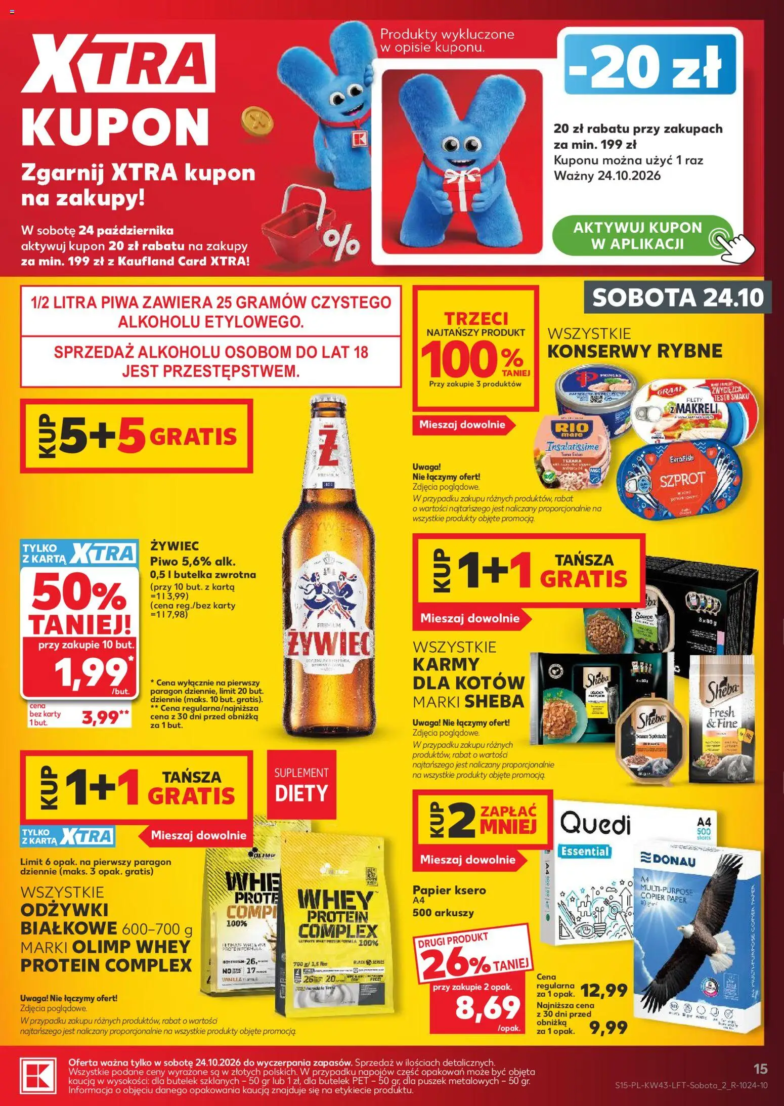 Kaufland Polsko leták od 22.10.2026 | Strana: 15 | Produkty: Sheba, Karty, Protein, Těsto