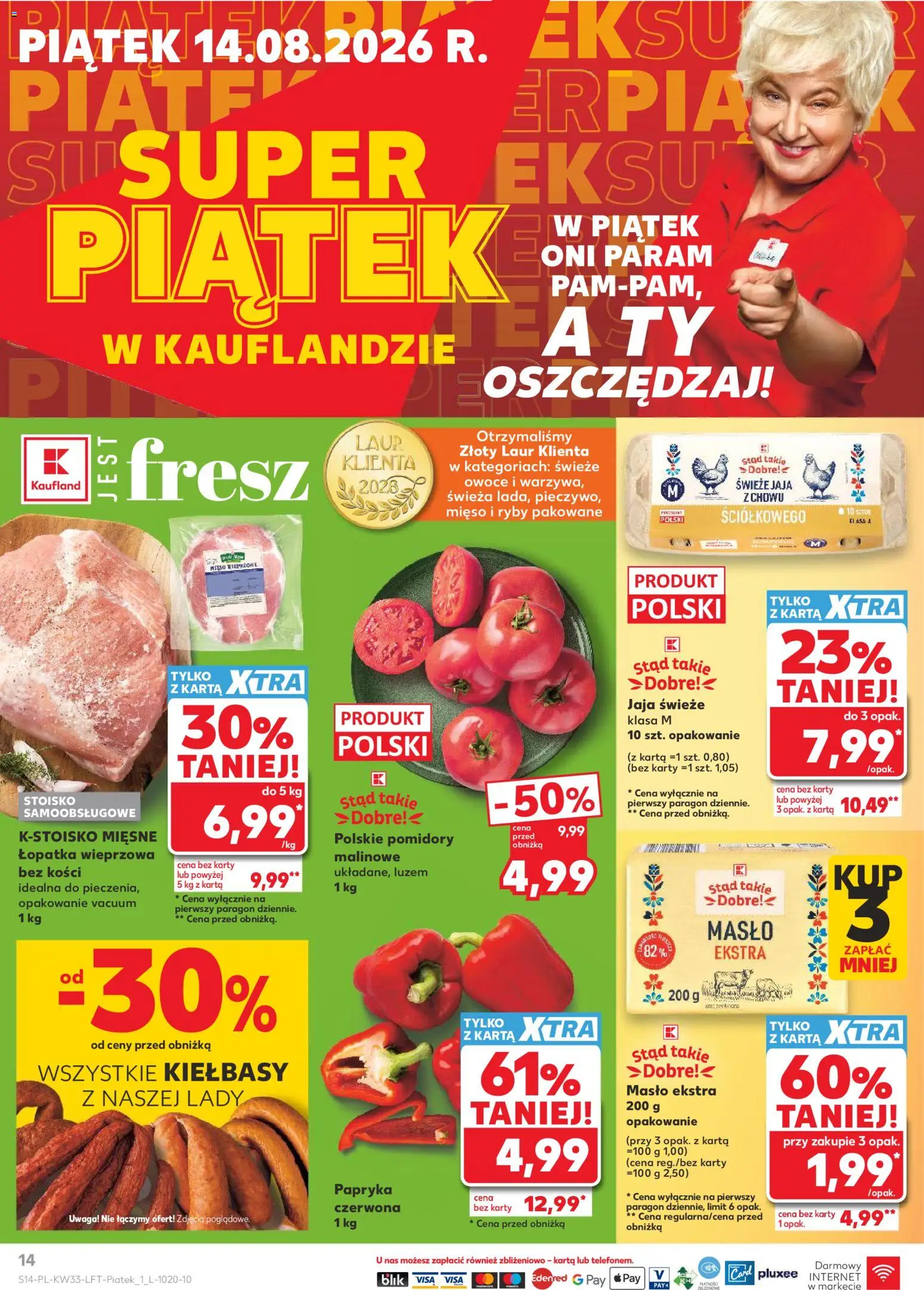 Kaufland gazetka od 12.08.2026 | Strona: 14 | Produkty: Papryka, Pomidory malinowe, Pomidory, Jaja