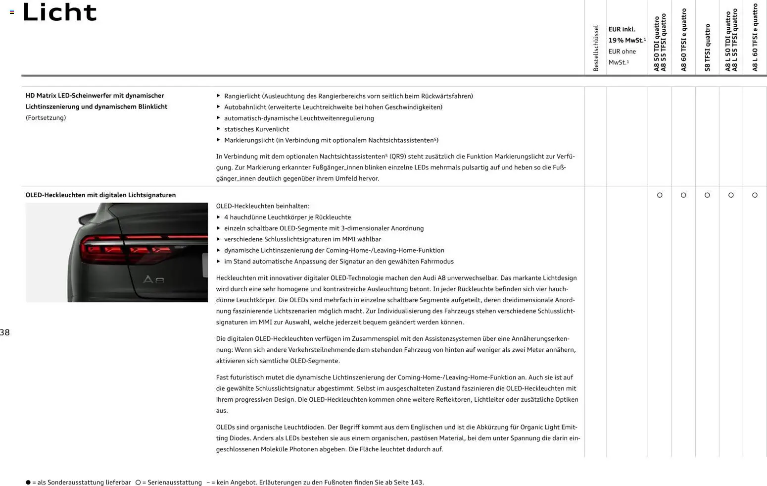 Audi A8 – gültig ab 28.10.2025 | Seite: 38