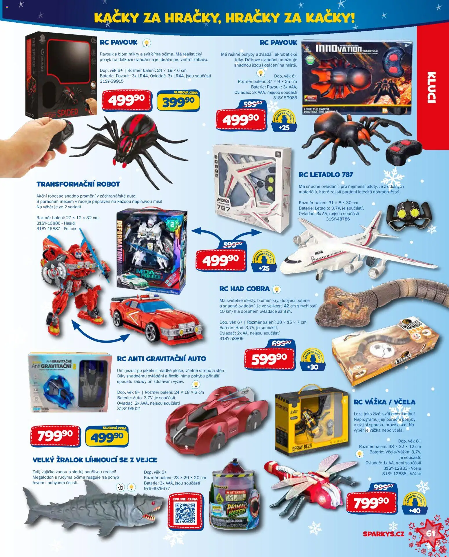 Sparkys katalog Vánoce 2026 od 01.10.2026 | Strana: 61 | Produkty: Vejce, Myš, Hračky, Robot