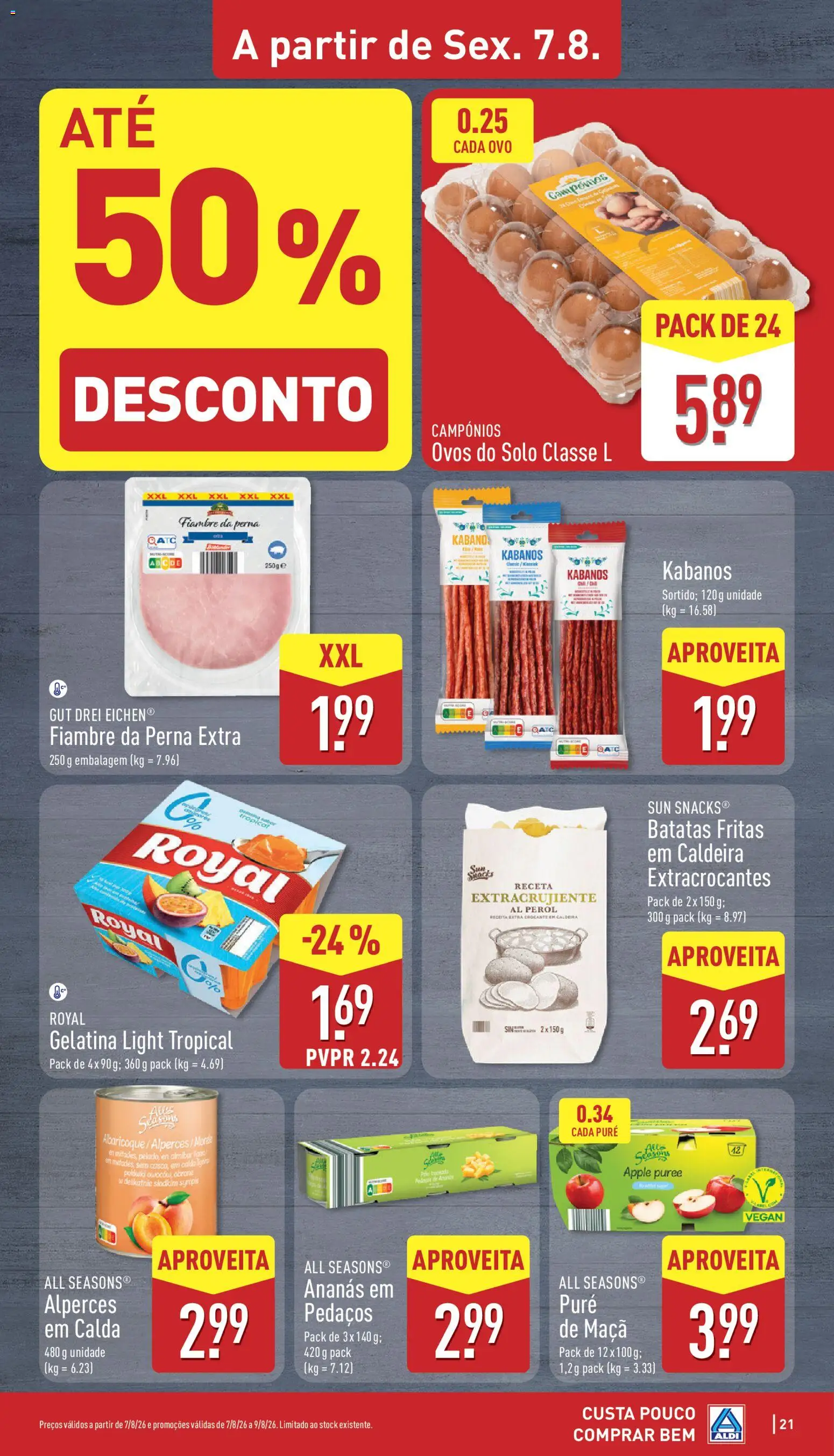 Aldi folheto │ válido de 03/08/2026 | Página: 21 | Produtos: Gelatina, Ovos, Maça, Batatas fritas