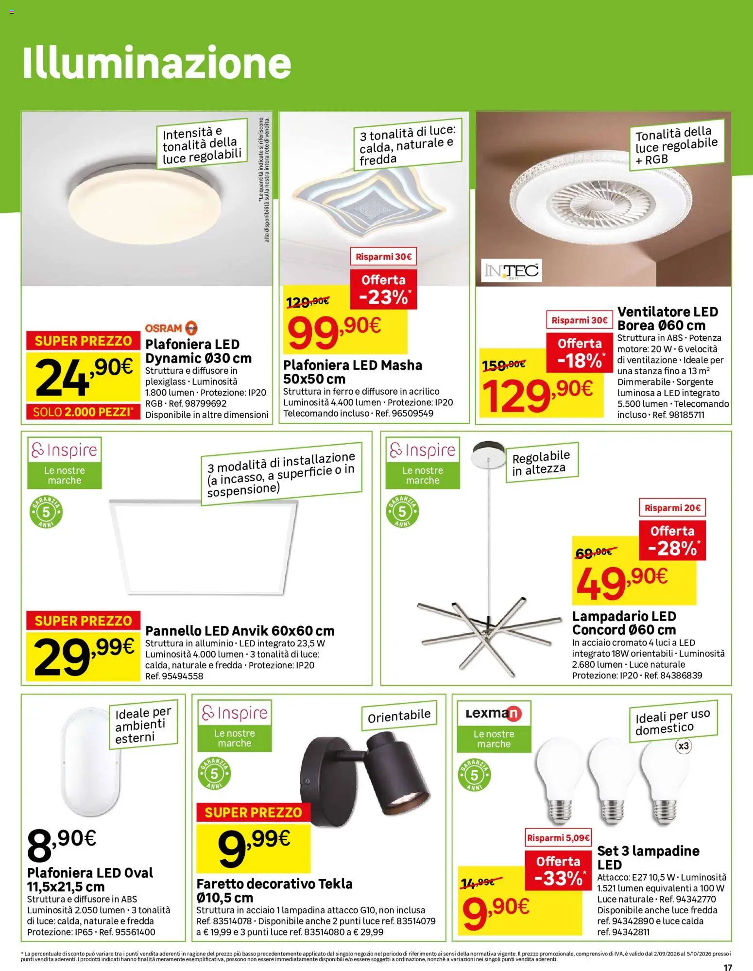 Volantino Leroy Merlin del 02/09/2026 | Pagina: 17 | Prodotti: Faretto, Basso, Ferro, Lampadine