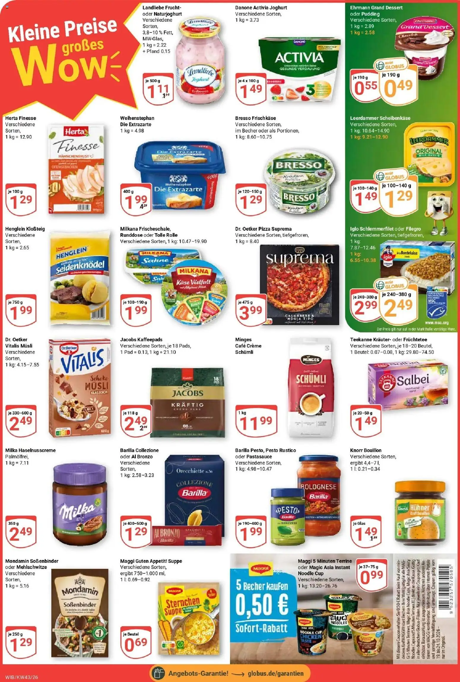Globus Prospekt Wiesbaden-Nordenstadt (ab 19.10.2026) » Angebote online | Seite: 2 | Produkte: Käse, Pudding, Leerdammer, Maggi 5 minuten terrine