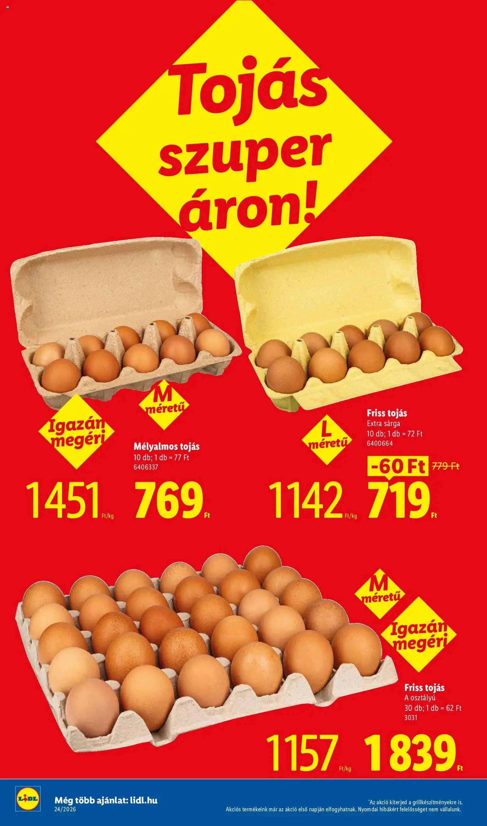Lidl akciós ujság - amely érvényes a következő dátumtól: 11.06.2026 | Oldal: 4 | Termékek: Tojás