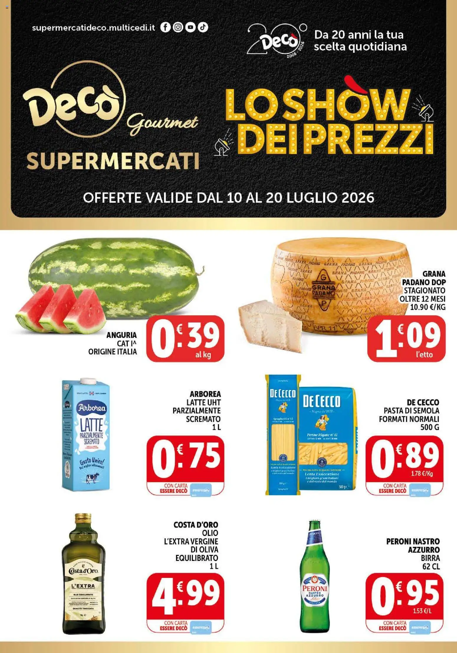 Volantino Decò del 10/07/2026 | Pagina: 1 | Prodotti: Birra, Olio, Pasta, Grana Padano