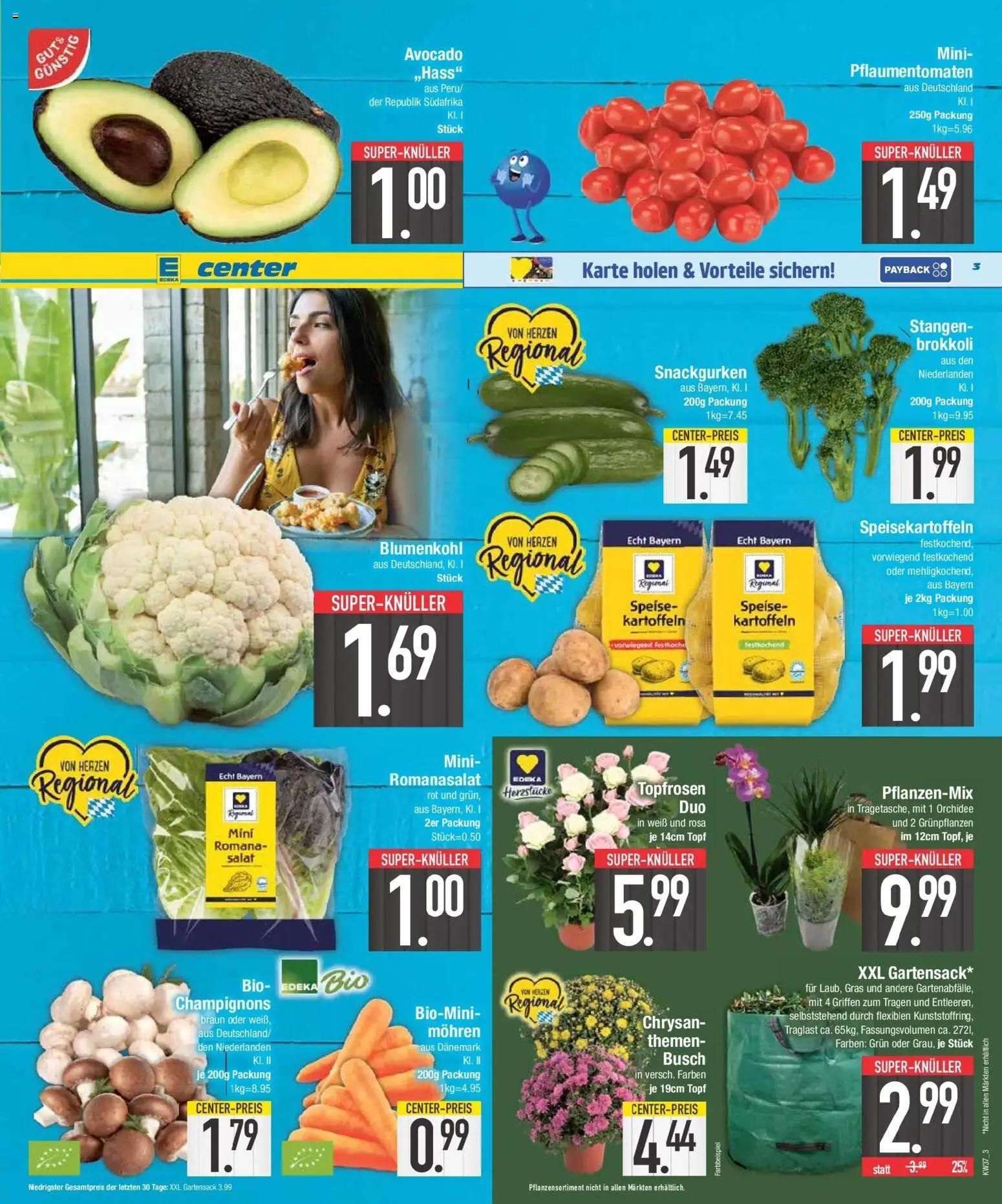 E center Prospekt München (ab 07.09.2026) zum Blättern | Seite: 3 | Produkte: Avocado, Champignons, Kartoffeln, Brokkoli