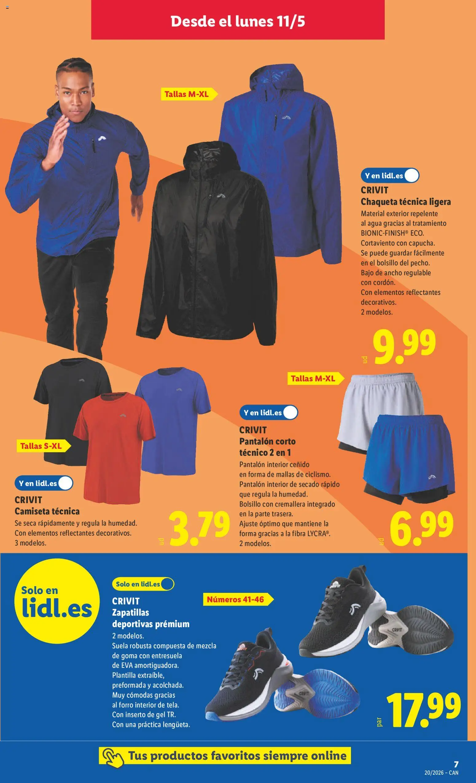 Lidl folleto de bazar │ válido desde el 11.05.2026 | Página: 17 | Productos: Chaqueta, Zapatillas deportivas, Zapatillas, Pantalón corto