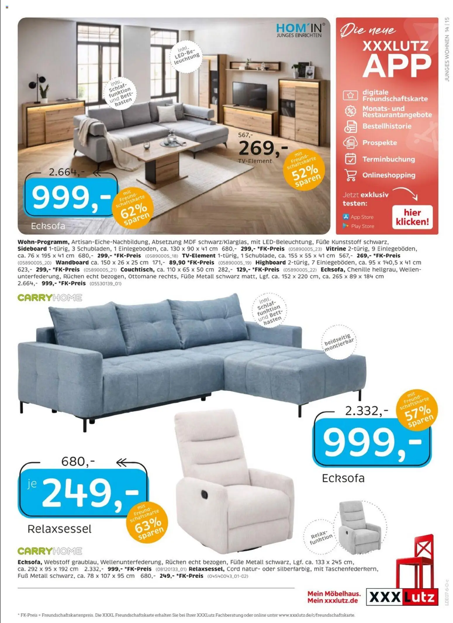 XXXLutz Jubiläum – gültig ab 11.07.2026 | Seite: 15 | Produkte: Sideboard, Wandboard, Bett, Vitrine