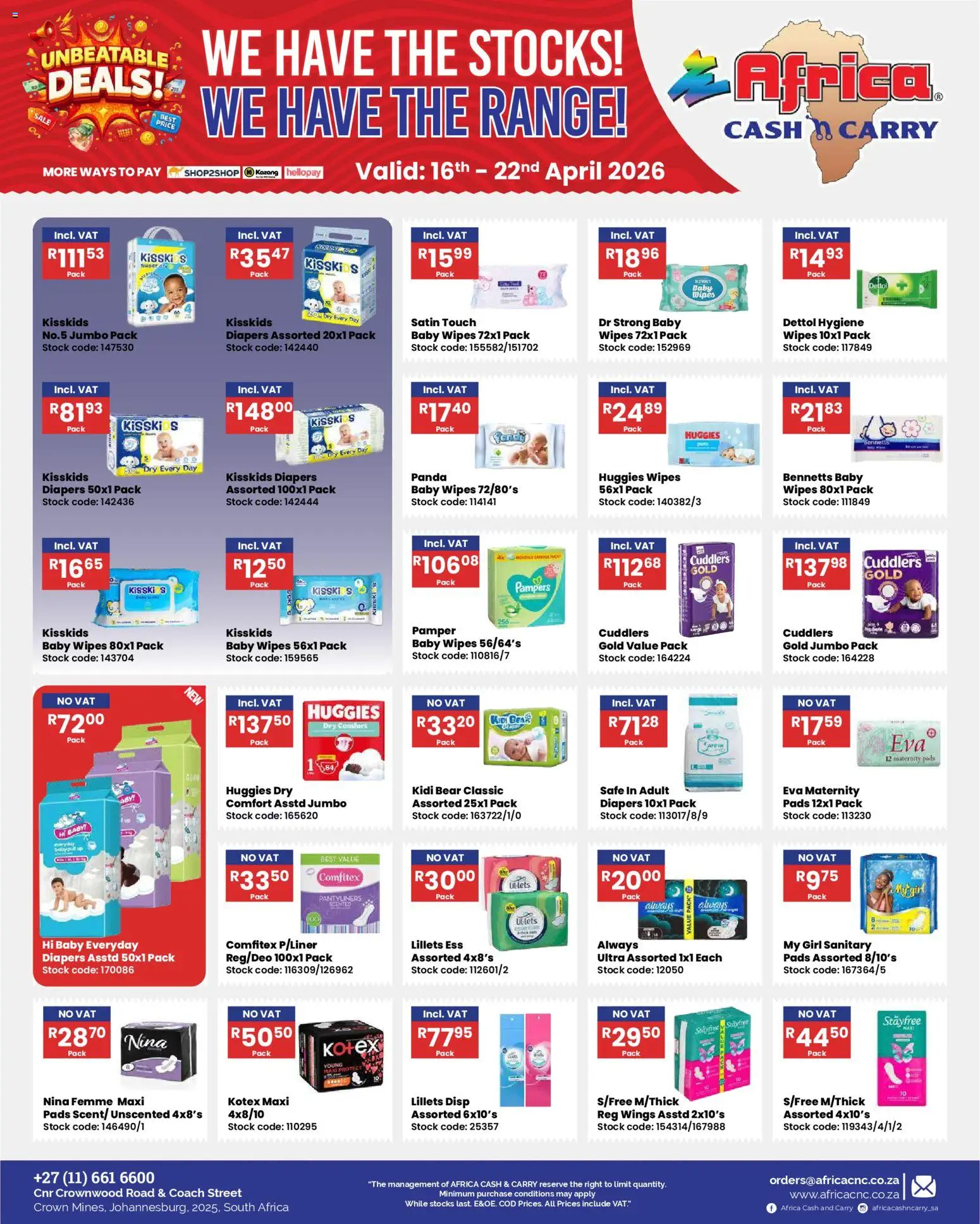 New Africa Cash & Carry catalogue – valid from 16.04.2026 | Page: 10 | Products: Pads, Stock, Salt