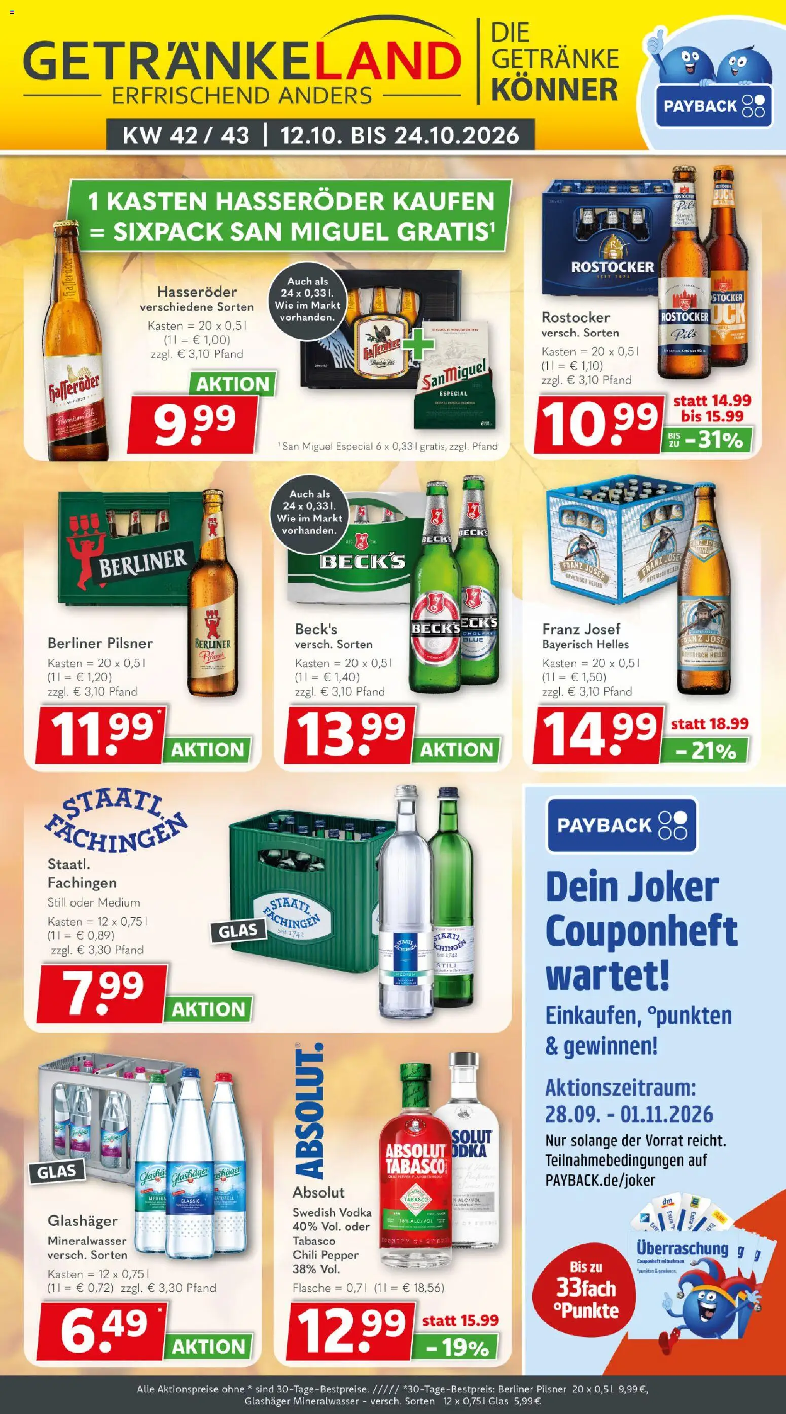 Getränkeland Prospekt – gültig ab 12.10.2026 | Seite: 1 | Produkte: Berliner, Chili, Vodka, Berliner pilsner