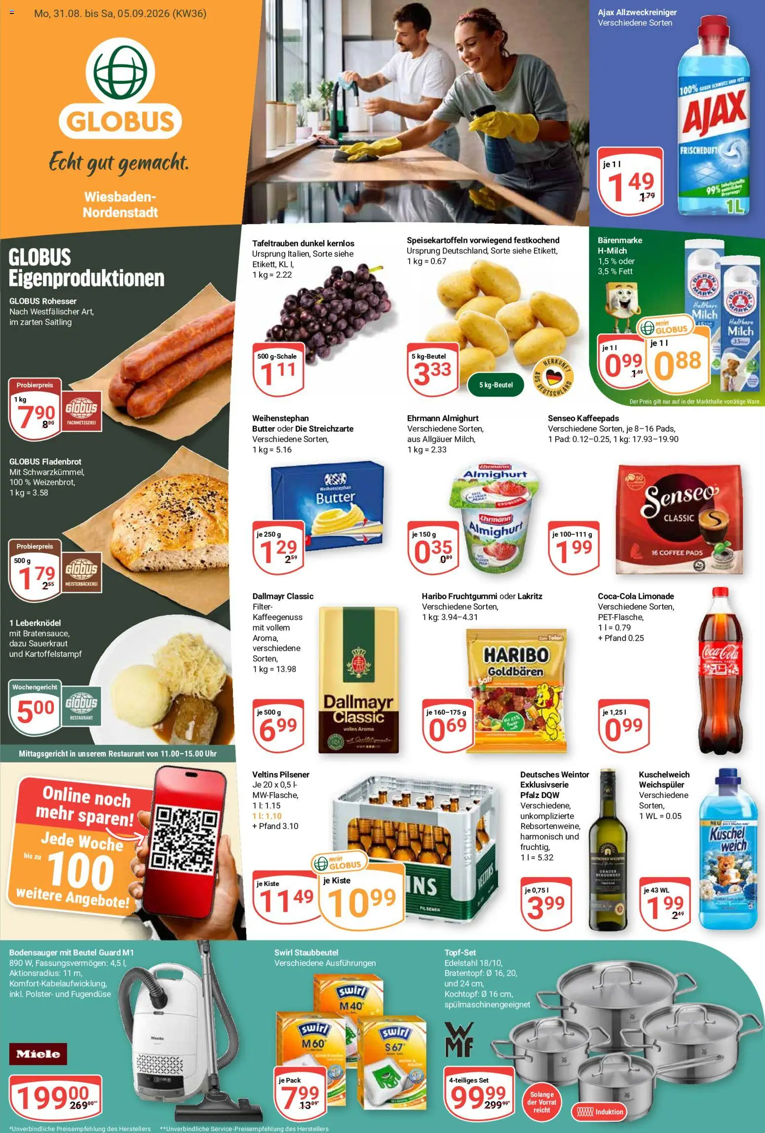 Globus Prospekt Wiesbaden-Nordenstadt – gültig ab 31.08.2026 | Seite: 5 | Produkte: Ehrmann almighurt, Limonade, Dallmayr, Senseo kaffeepads