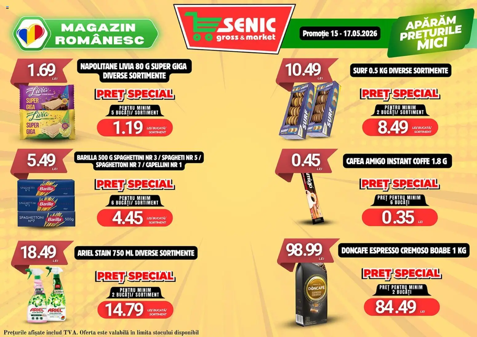 Noul catalog Senic – valabil de la 11.05.2026 | Pagină: 8 | Produse: Mici, Napolitane, Cafea